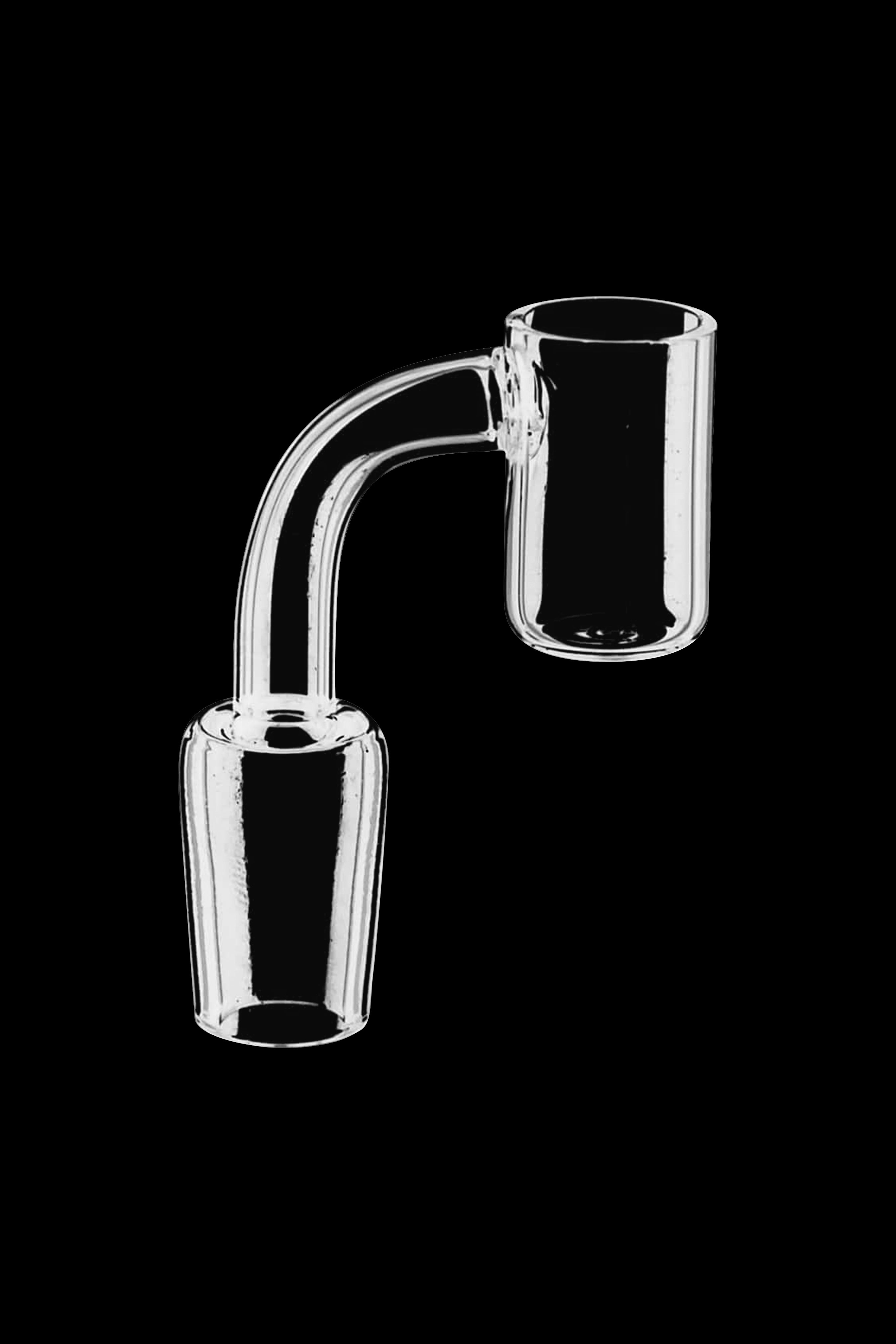 Clear glass banger for dabbing cannabis concentrates.