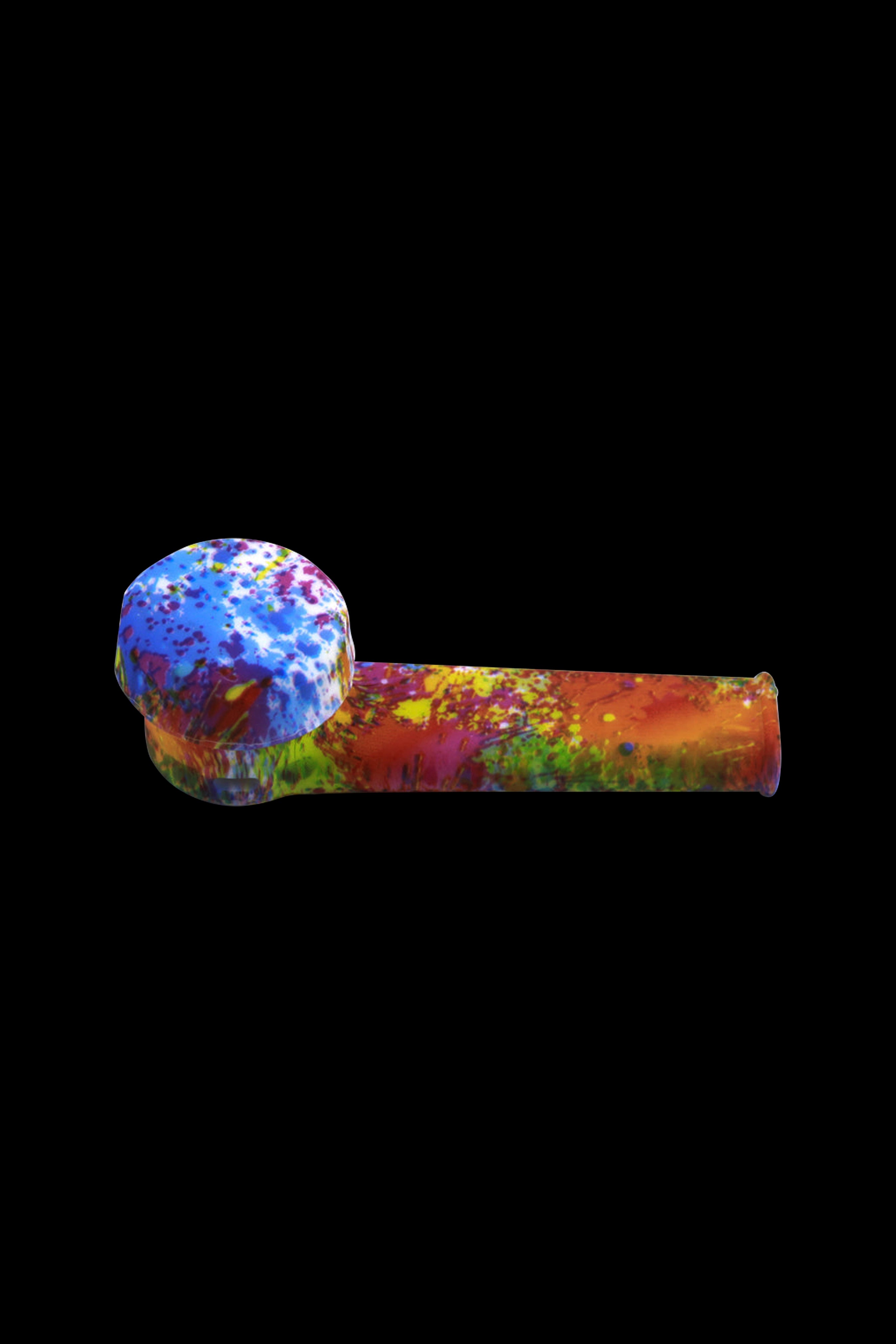 Colorful glass pipe on a black background.