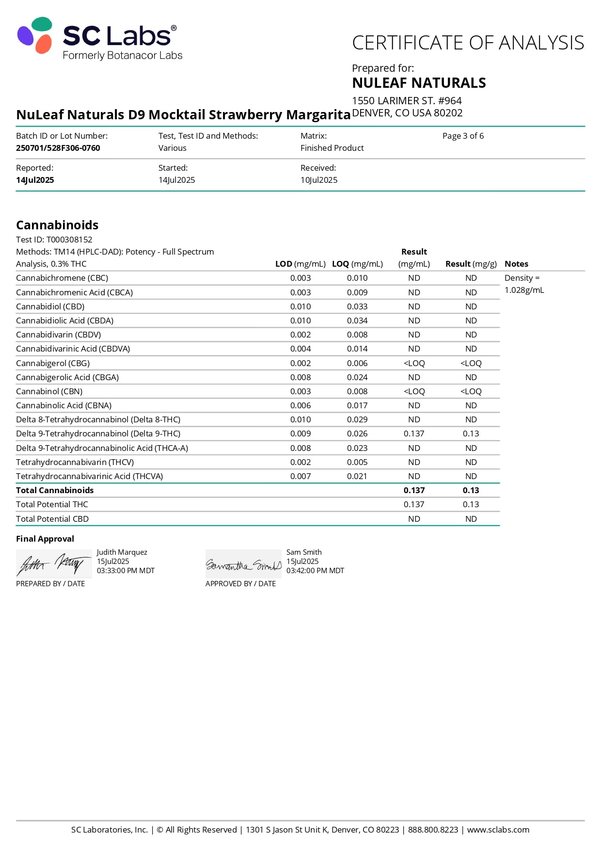 NuLeaf D9 THC Mocktail Shots