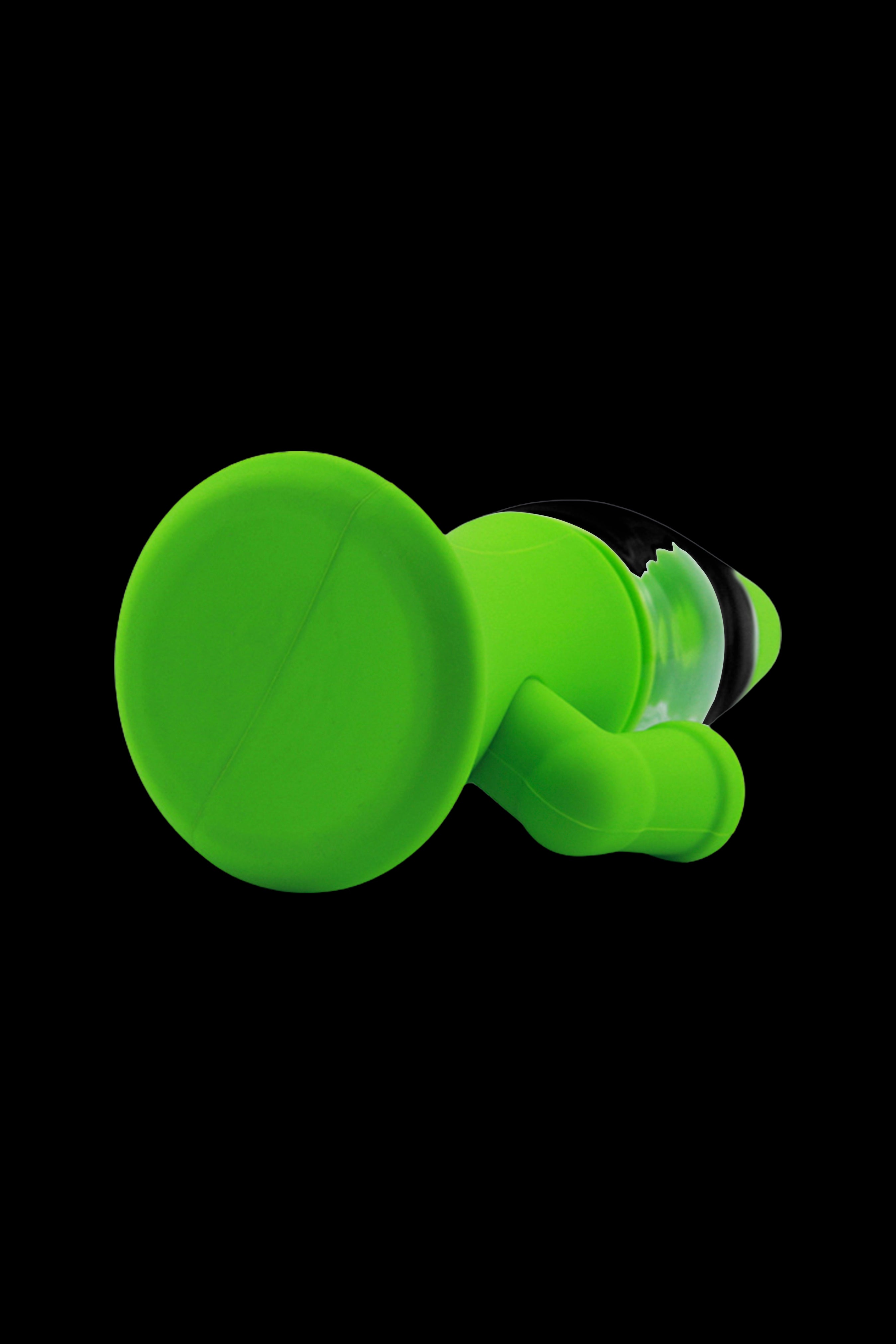 Green glass bubbler for smoking cannabis.