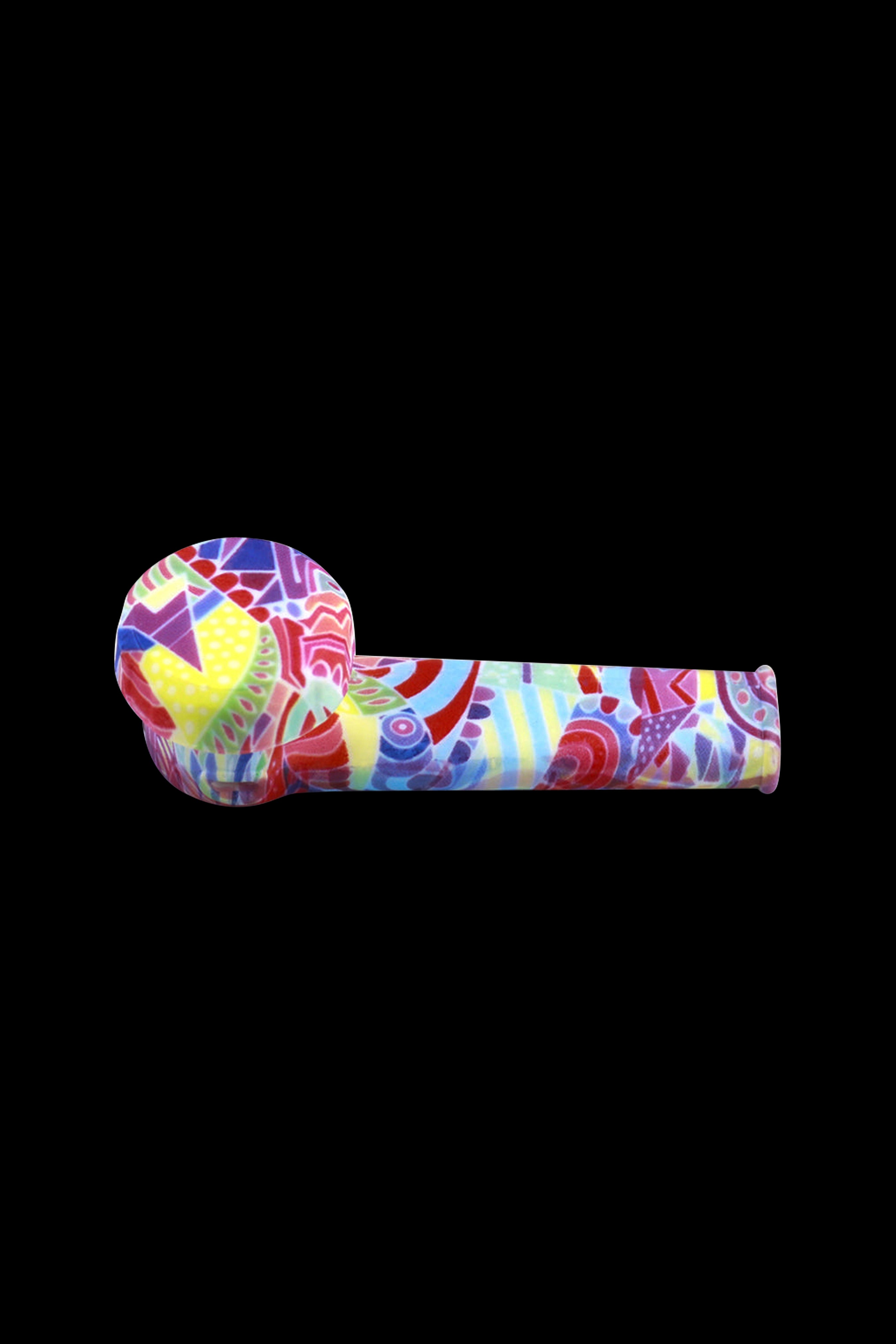 Colorful glass smoking pipe isolated on a black background.