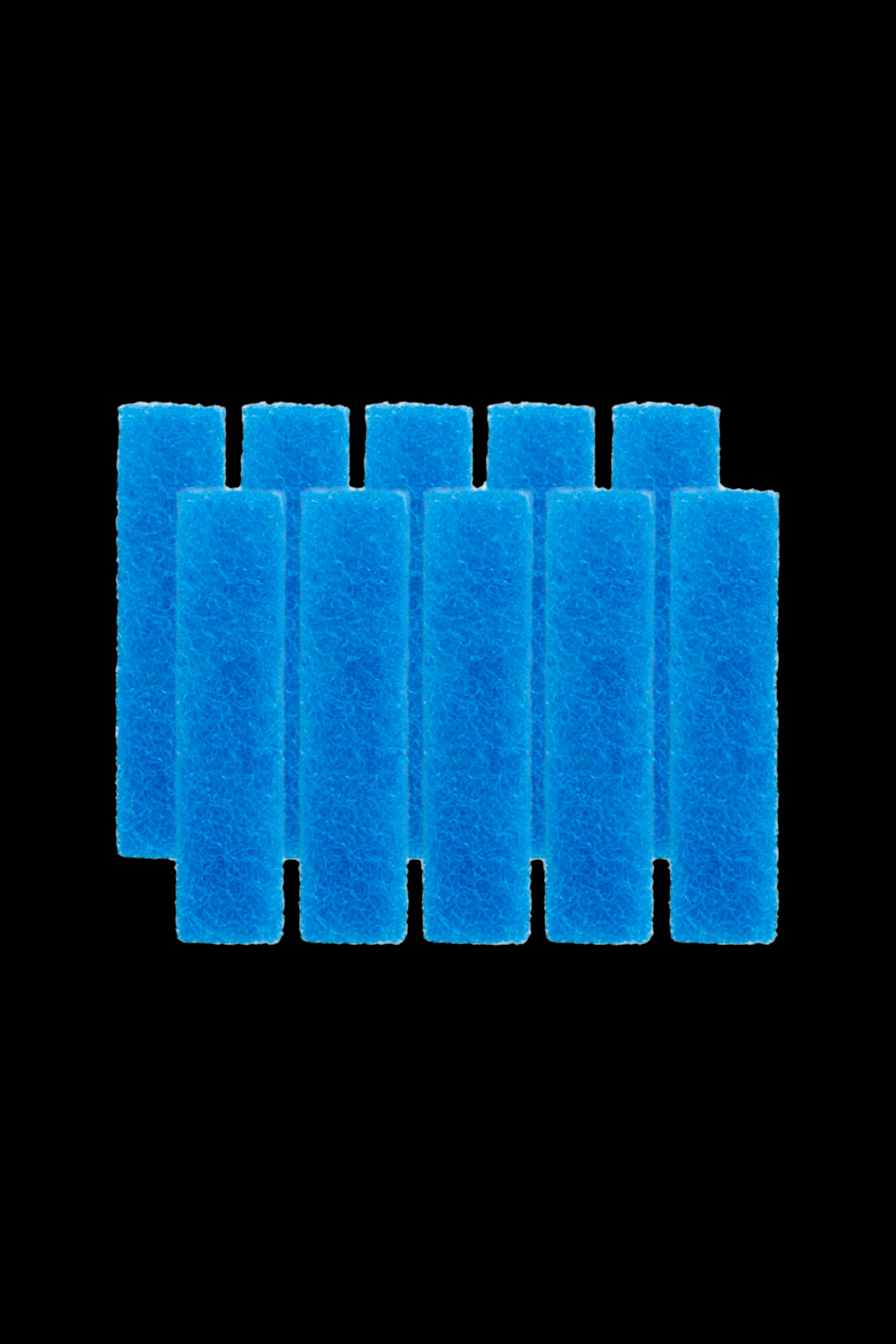 Blue foam filter replacements for a cannabis pipe or vaporizer.