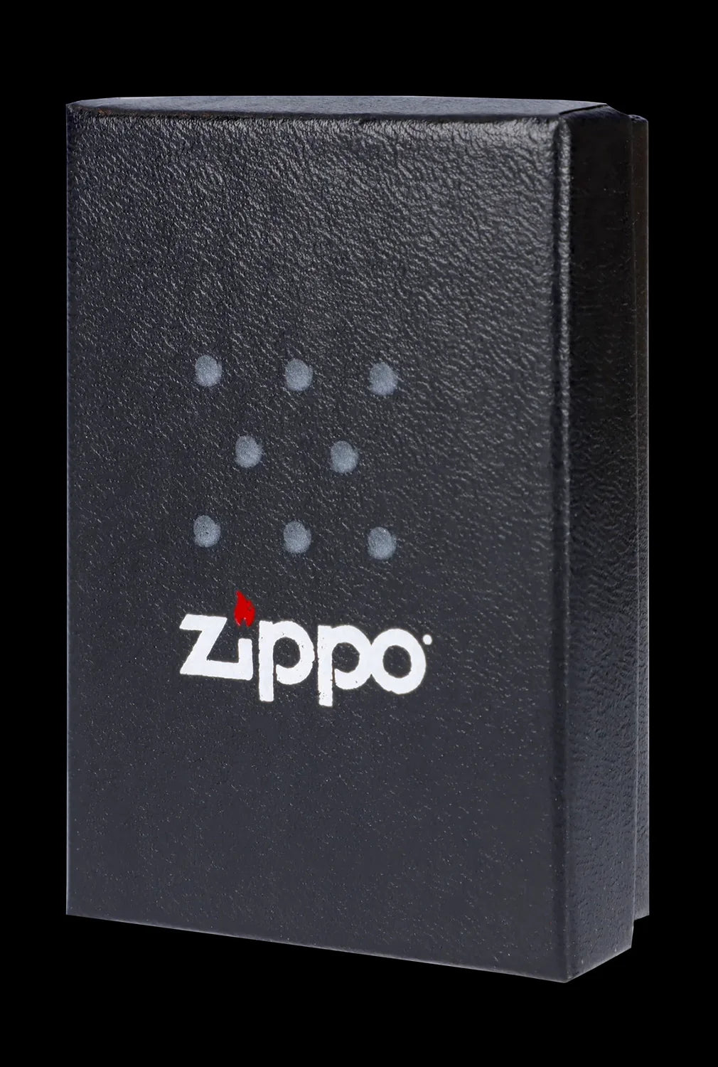 Black Zippo lighter with cannabis leaf pattern.