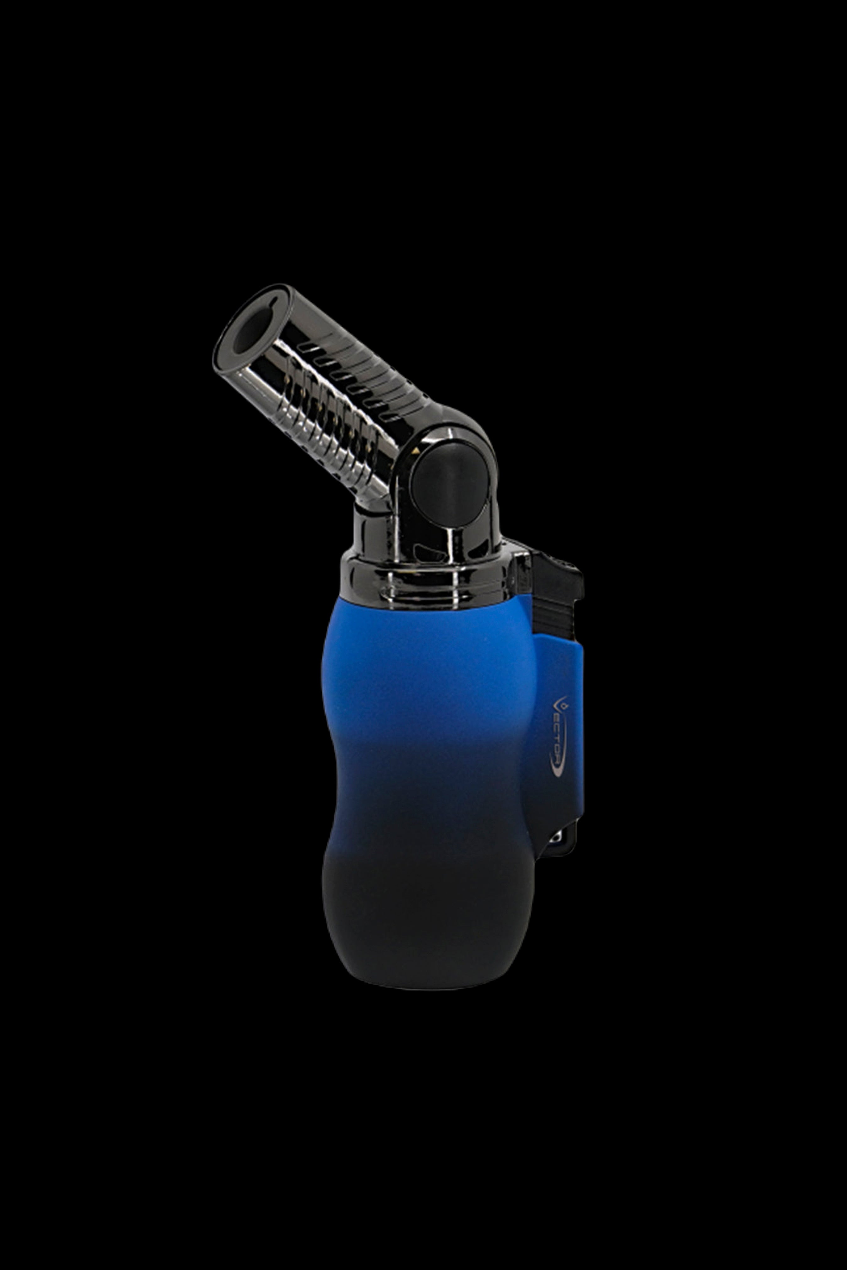 Blue butane torch lighter for dabbing cannabis concentrates.