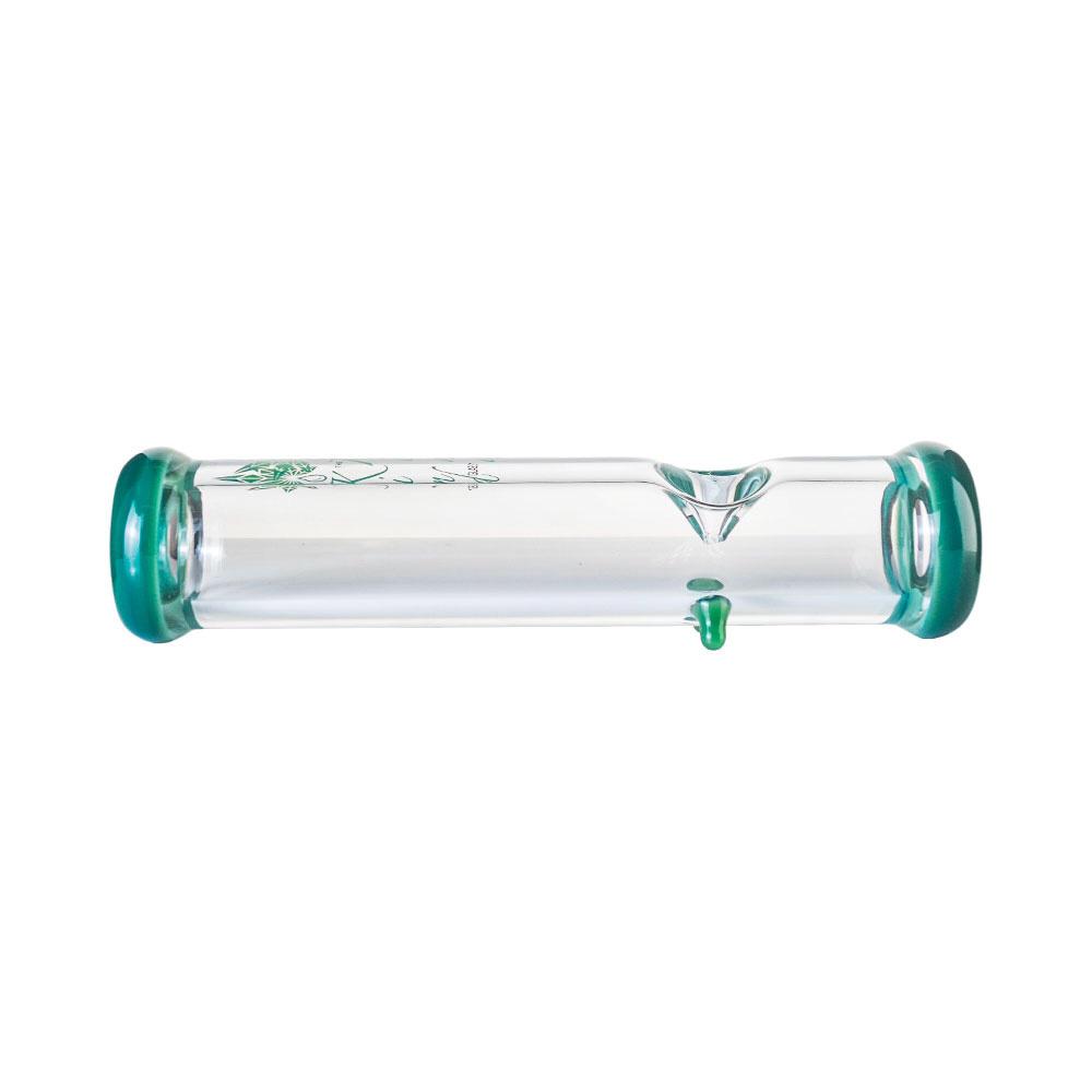 A side view of the 7mm Steamroller, a clear glass pipe with a simple cylindrical shape.