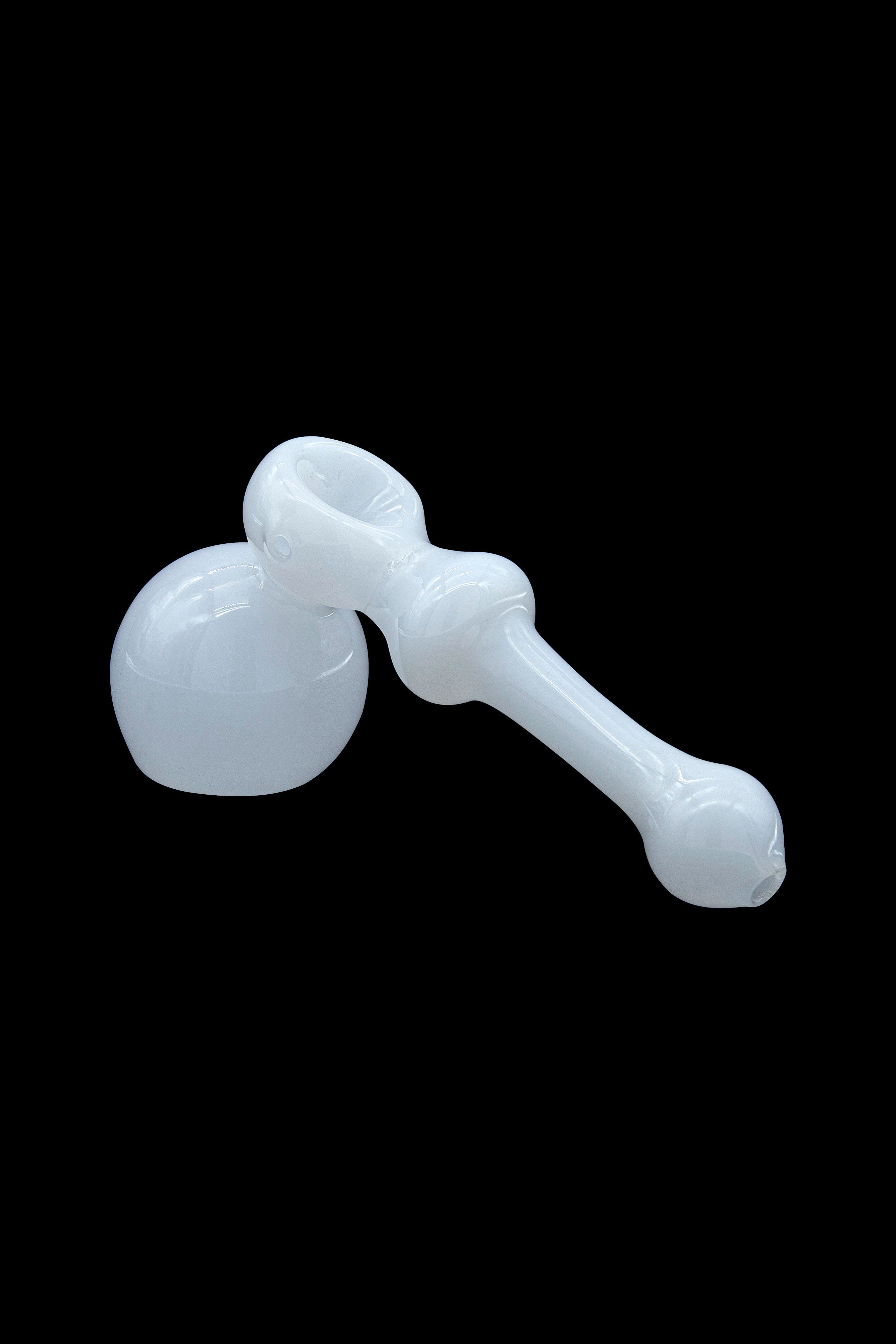 Frosted glass bubbler pipe for smoking cannabis.