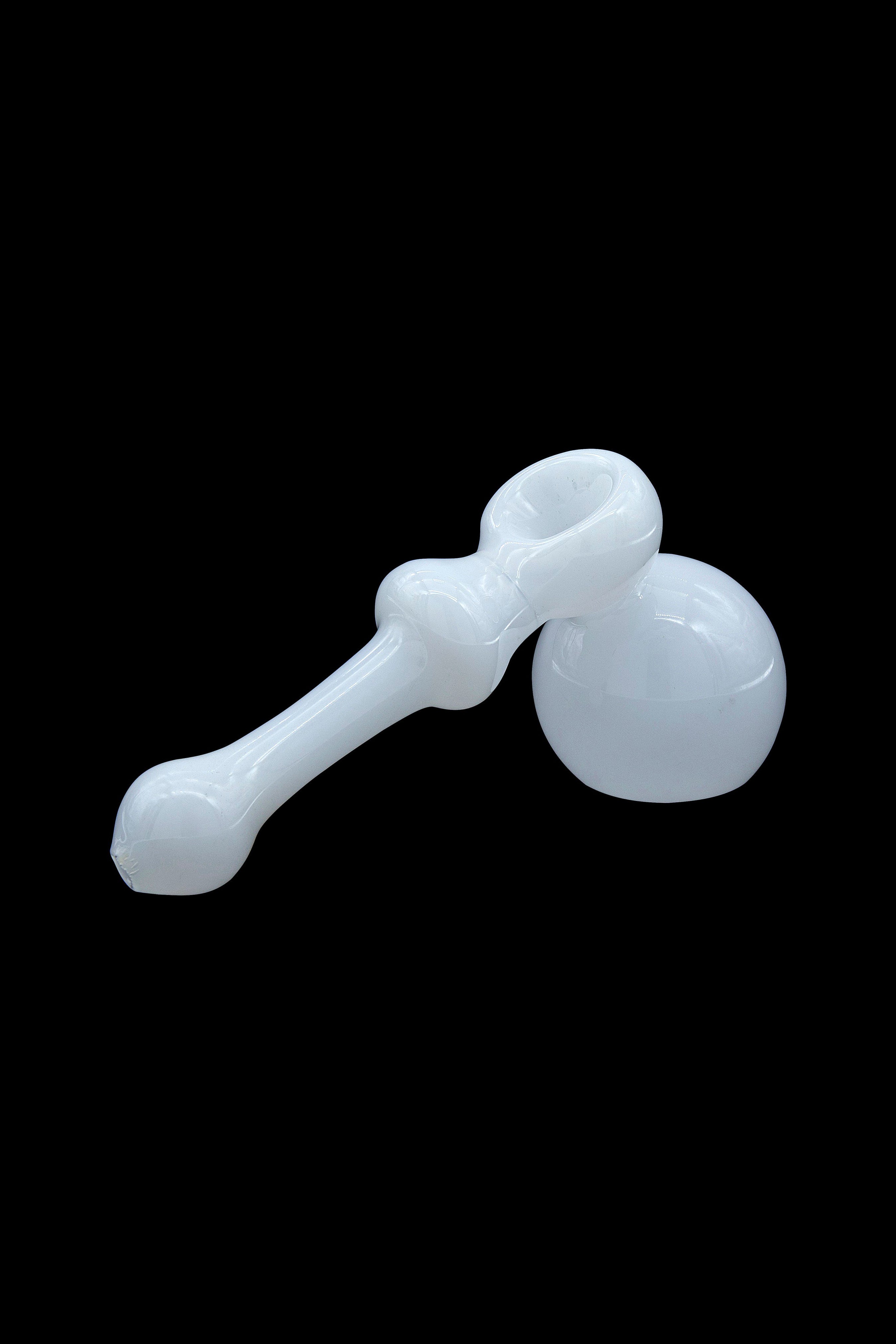 Frosted glass bubbler pipe for cannabis use.