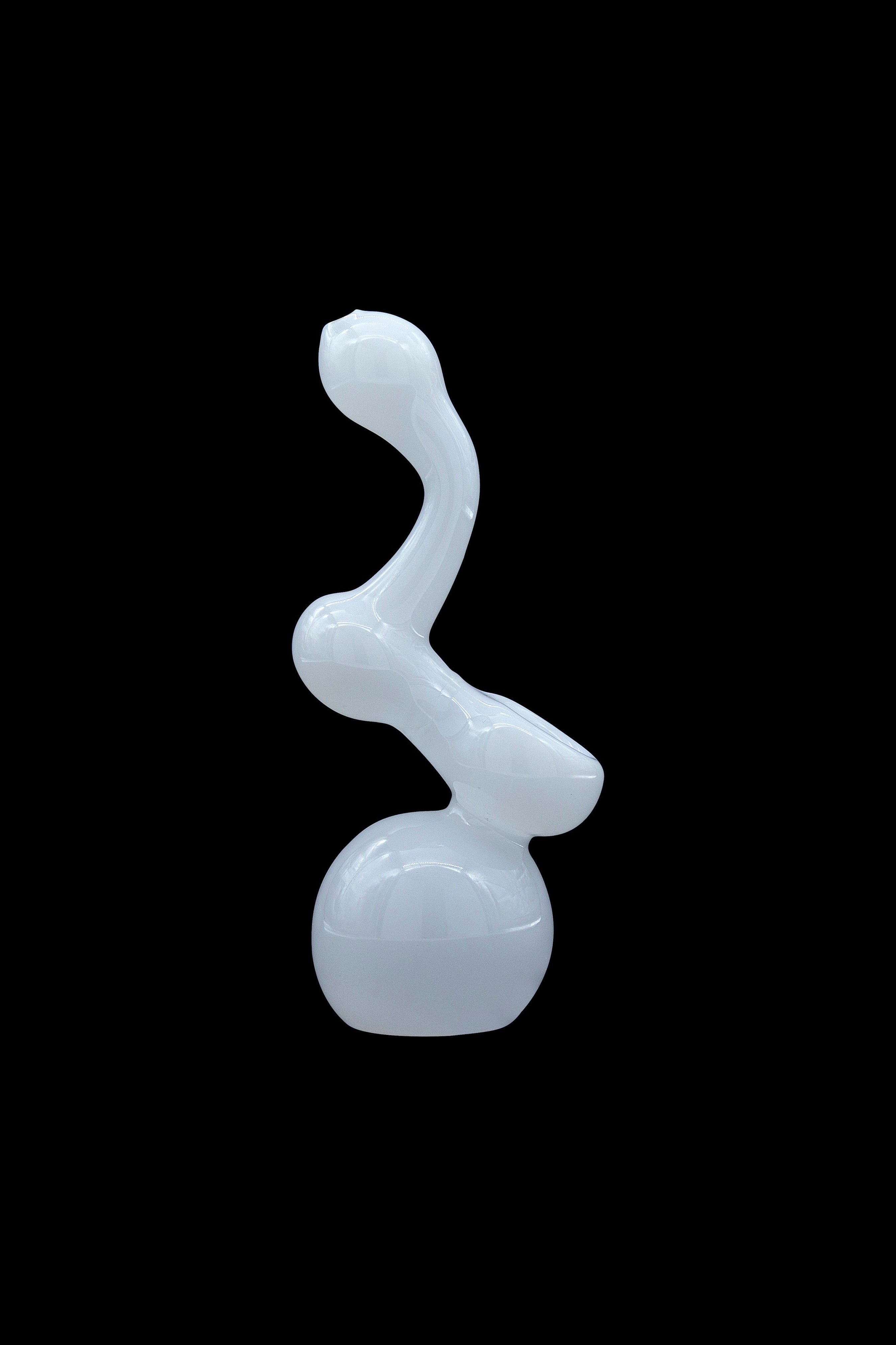 Frosted glass water pipe against a black background.
