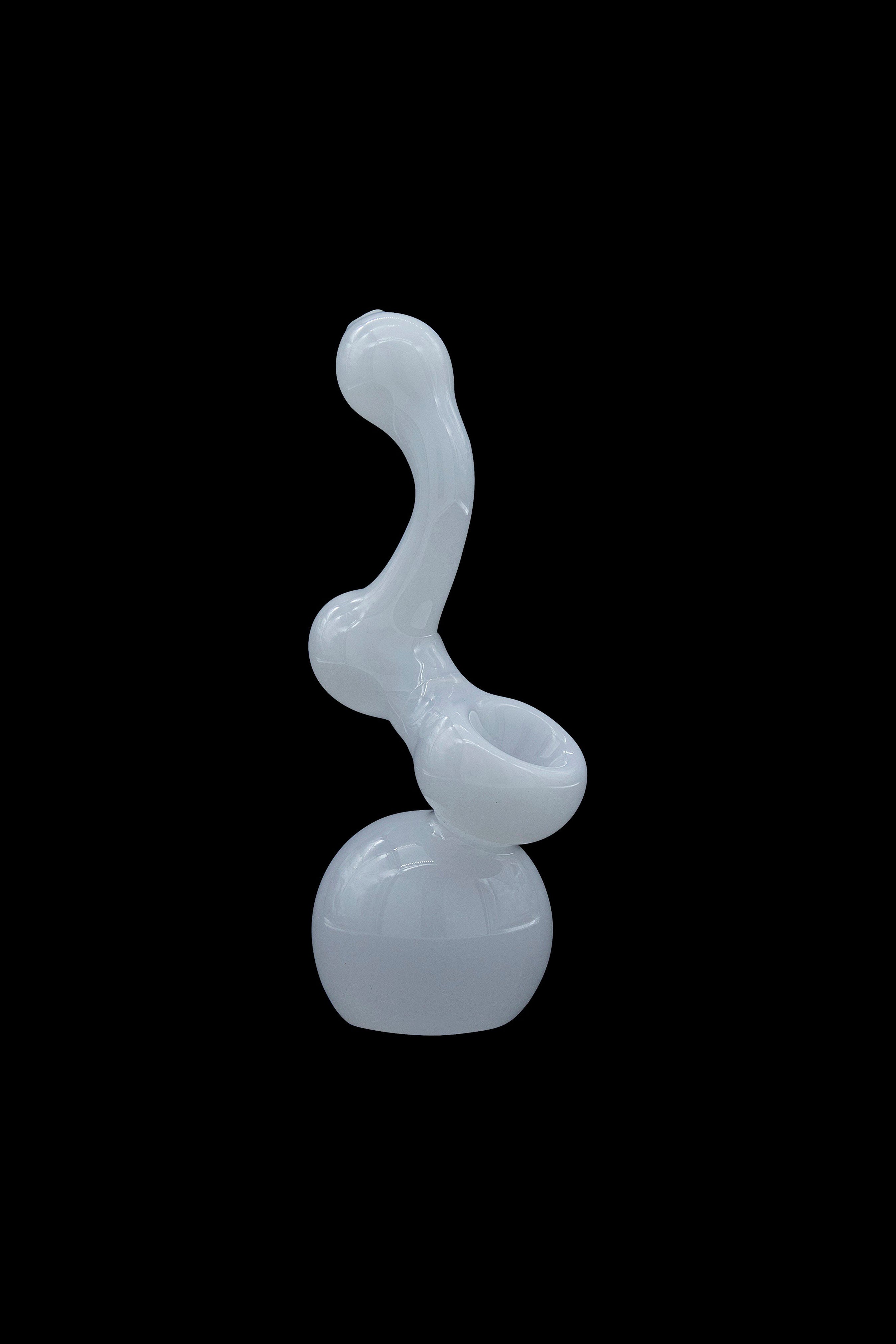 Frosted glass bubbler pipe isolated on a black background.