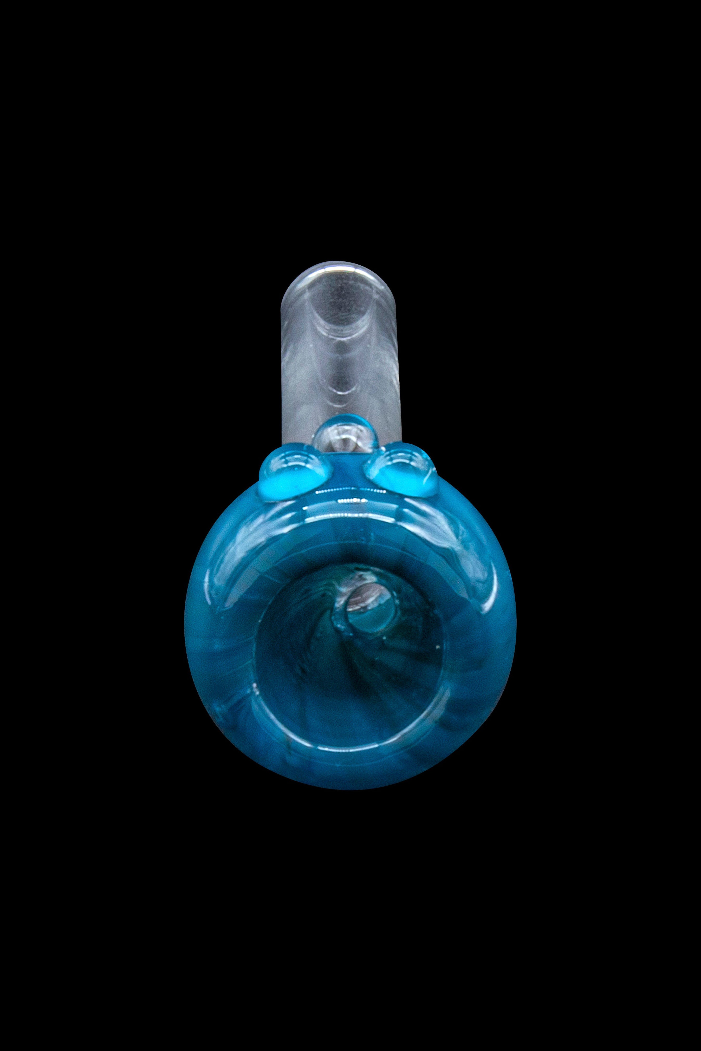 Blue glass pipe for smoking cannabis, studio shot.