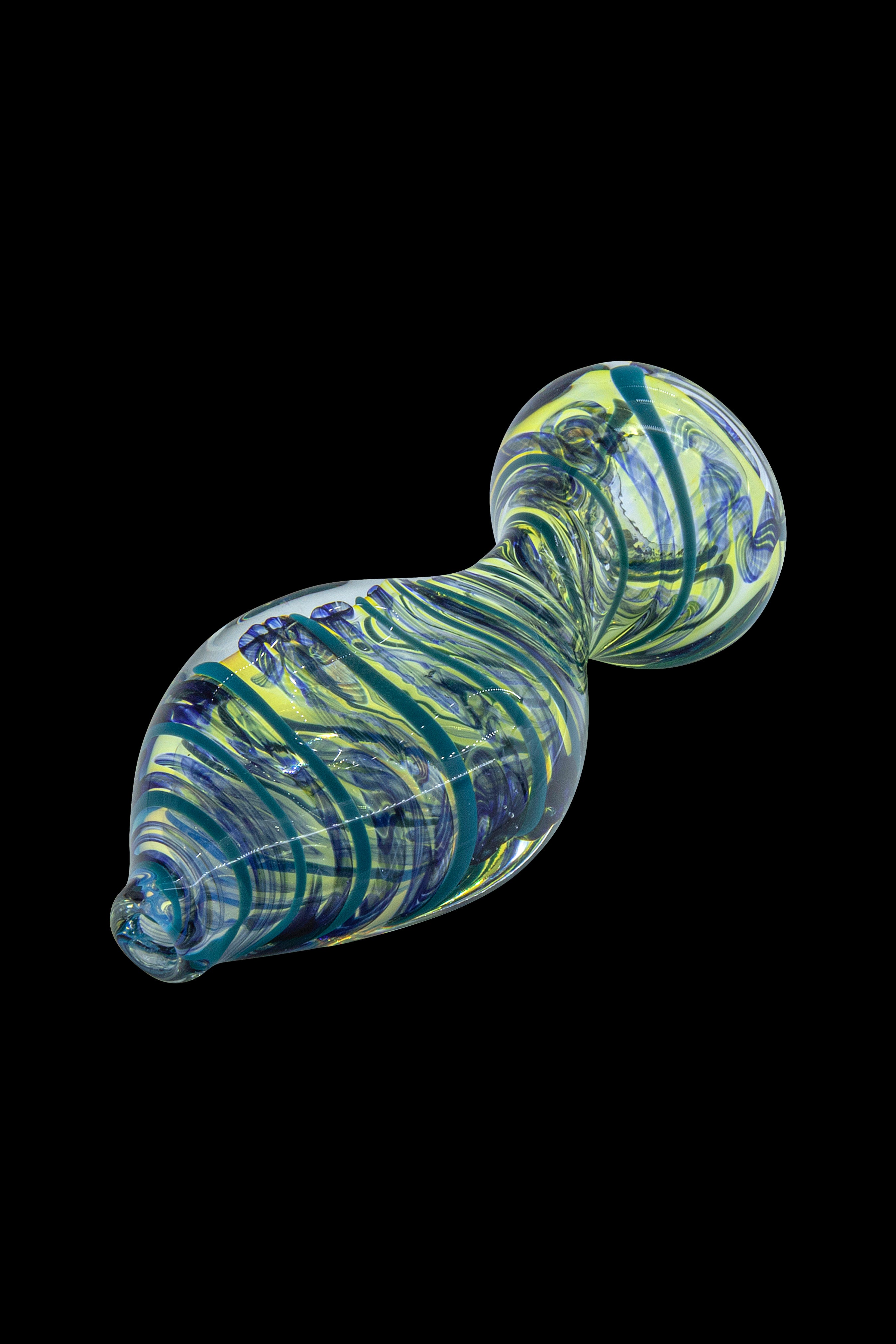 Green and purple swirled glass oil rig.