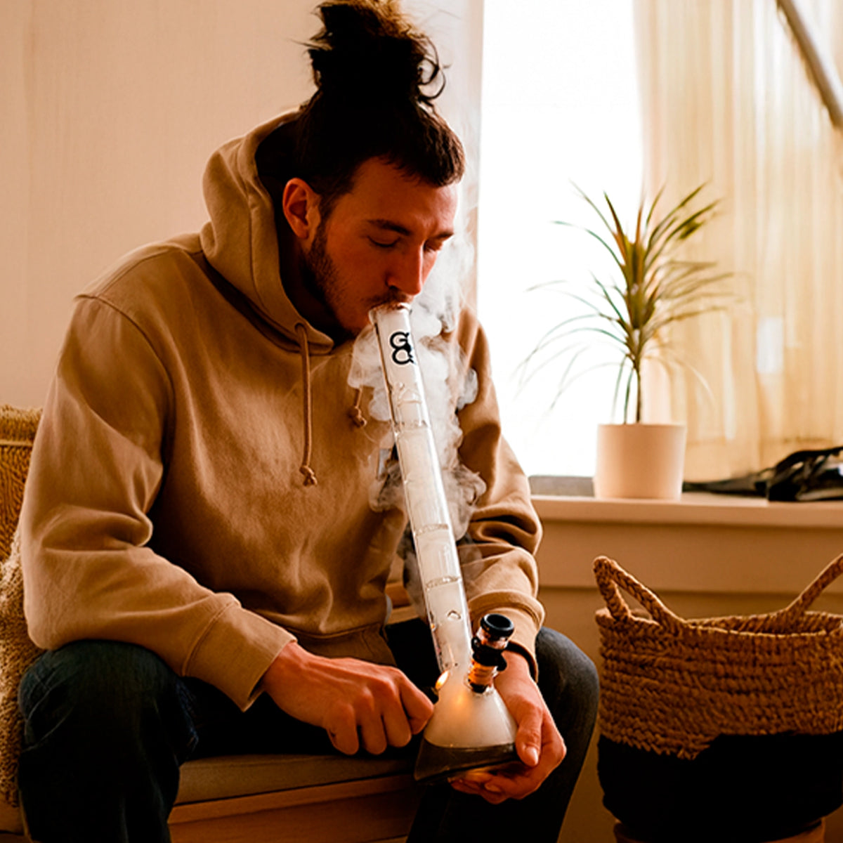Smoke Cartel Glasscity Beaker Ice Bong with Double Tree Perc-Blue