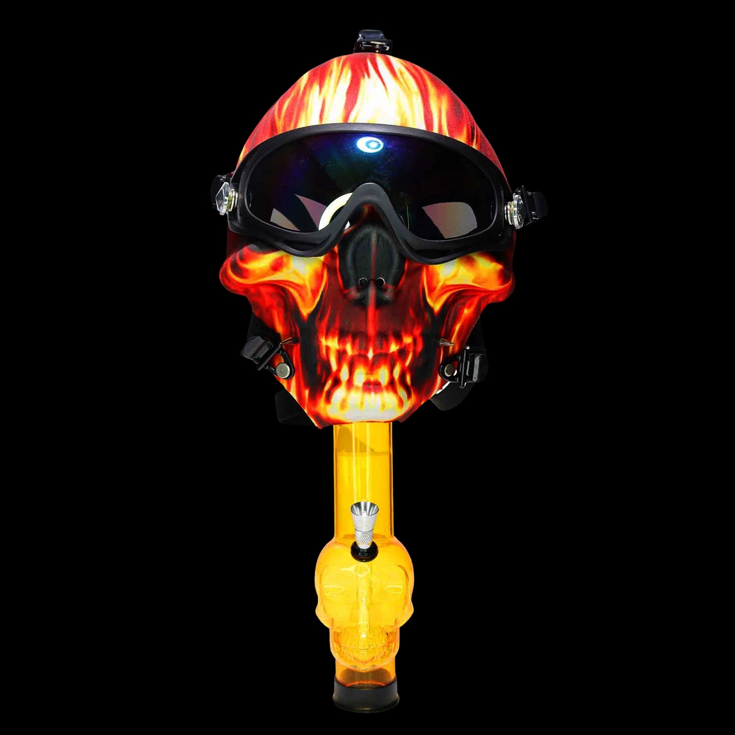 Smoke Cartel Smiling Fire Skull Gas Mask