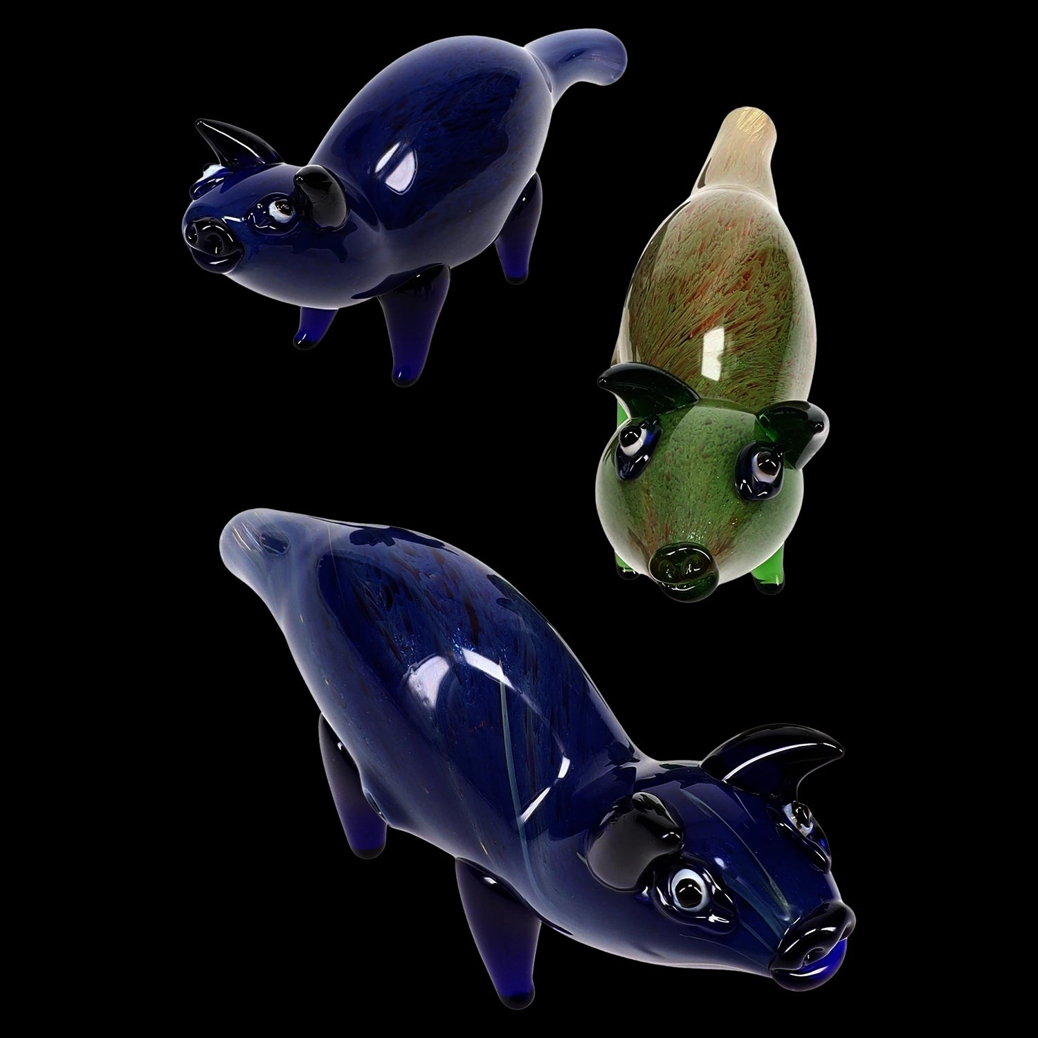 Silver Fumed Glass Pig Hand Pipe “Barnyard Buddy” – Assorted Colors