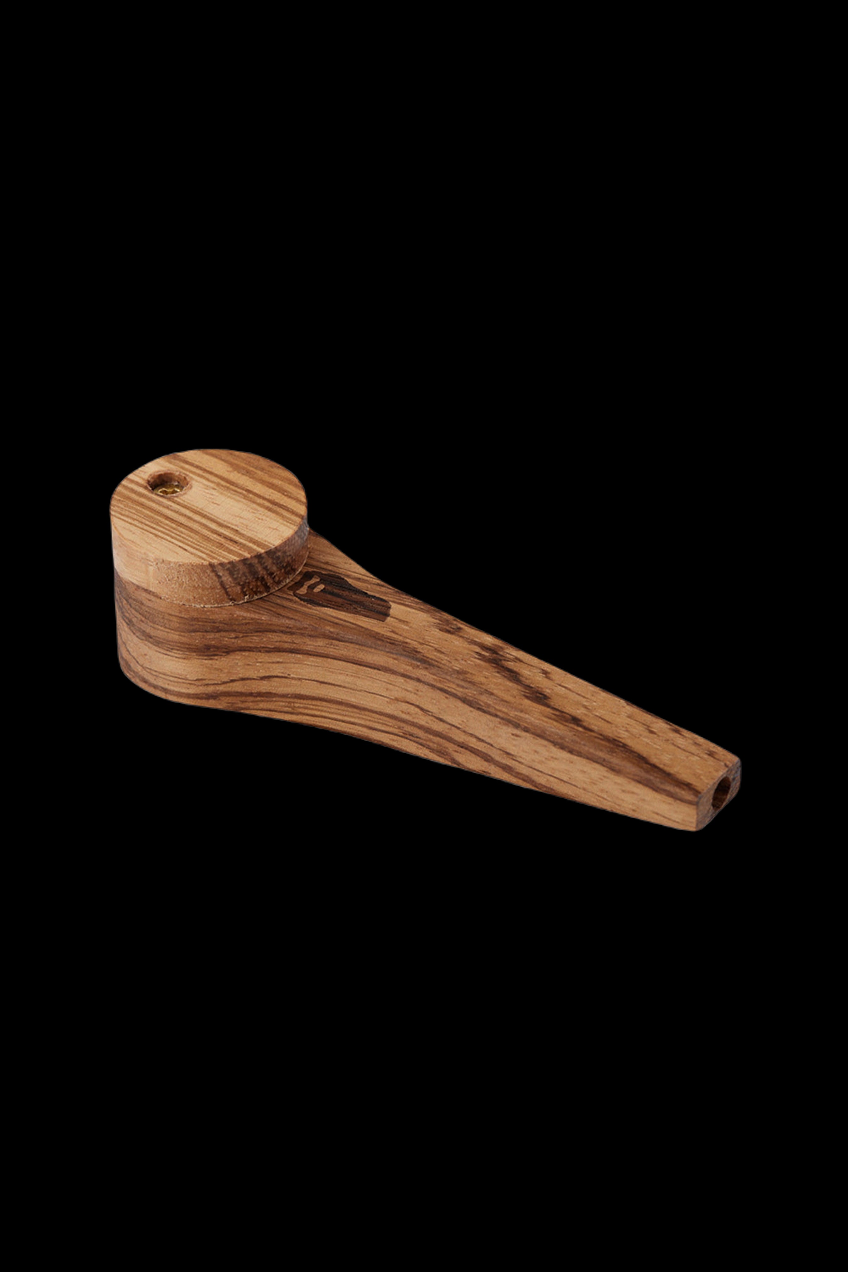Wooden cannabis pipe on a black background.