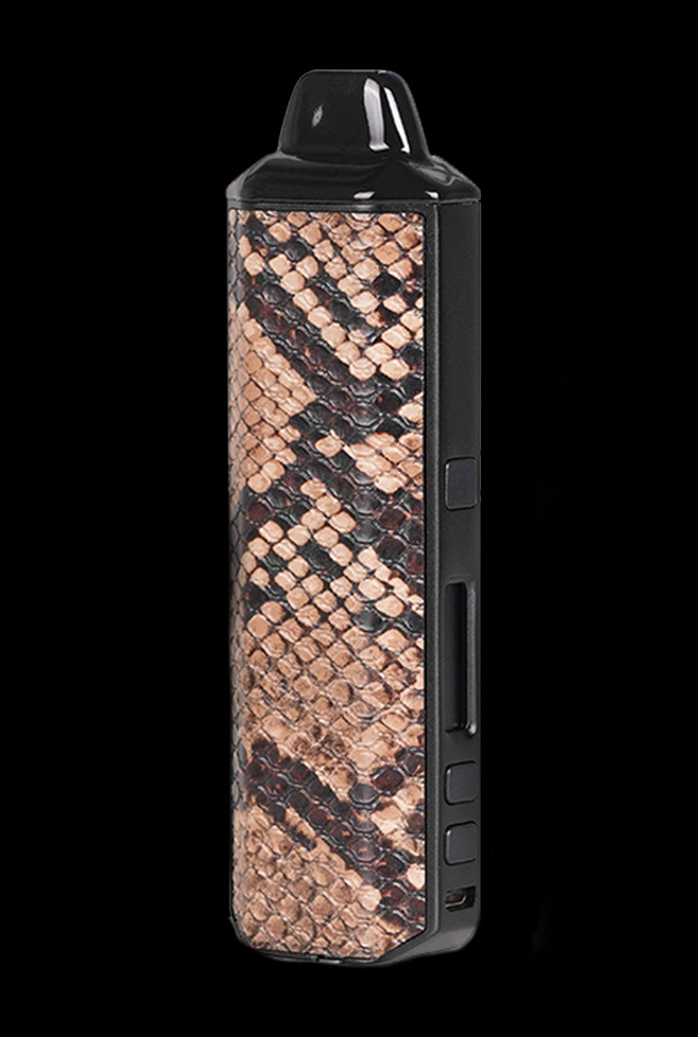 Sleek cannabis vaporizer pen with a textured, snakeskin-patterned body.