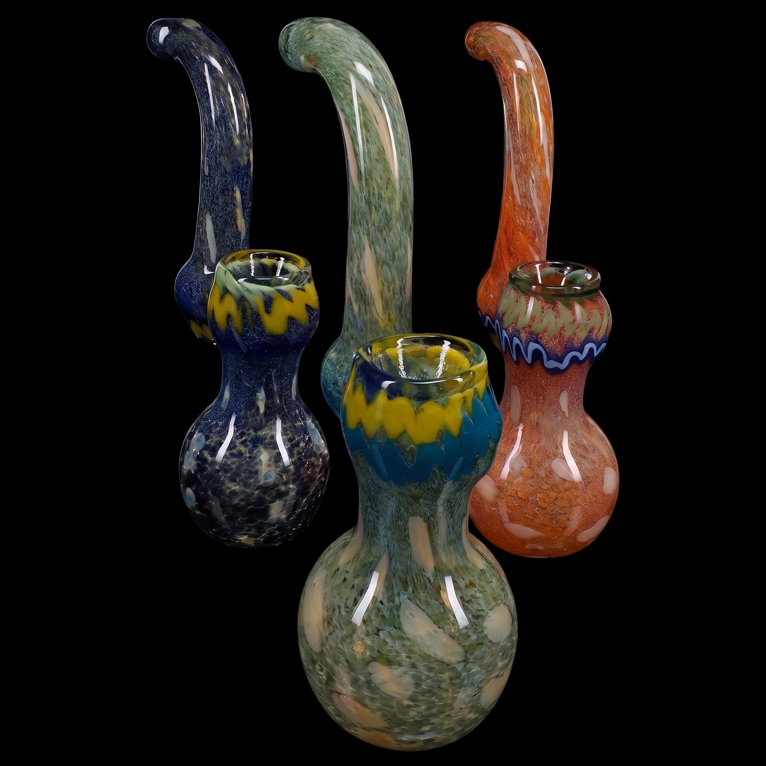Primate Glass Silver Fumed Frit Sherlock Bubbler “Frit Wizard” – 6½″ – Assorted Colors