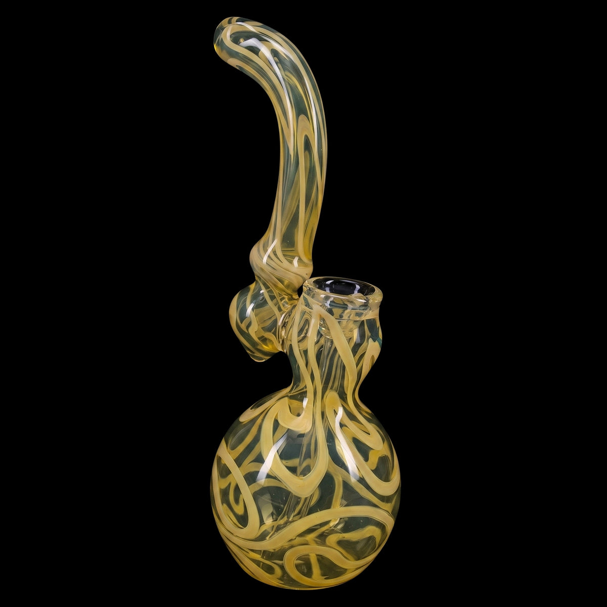 Primate Glass Color-Changing Swirl Sherlock Bubbler “Stripe Curl” – 8.5″ – Assorted Colors