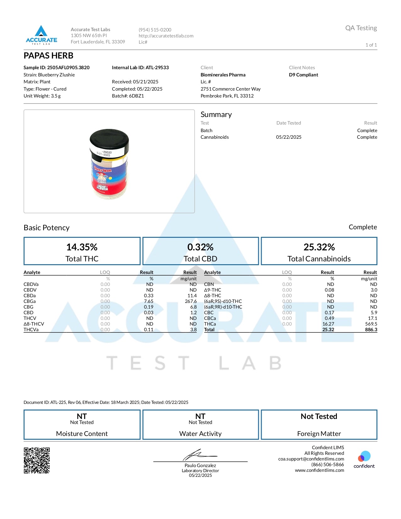 Papa's Herb BLUEBERRY ZLUSHIE INDOOR THCa FLOWER