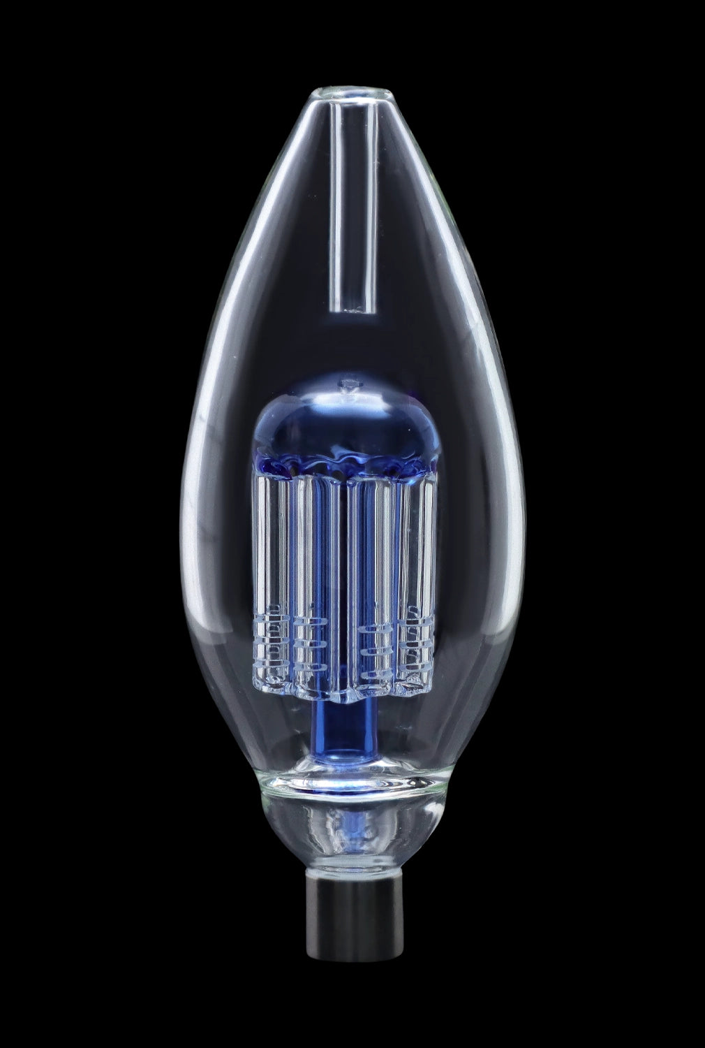 Front view of the SC Egg with Tree Perc Nectar Collector, showcasing the clear glass and intricate perc structure.