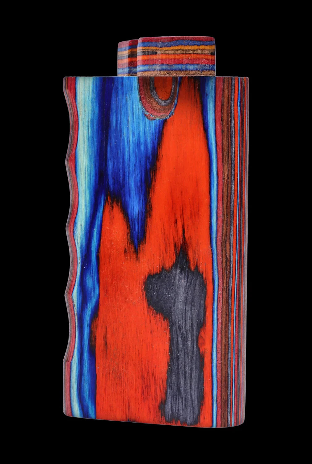 Front view of the SC Colourful Wood Grain Dugout - Large, showcasing a vibrant wood grain pattern on its rectangular surface.