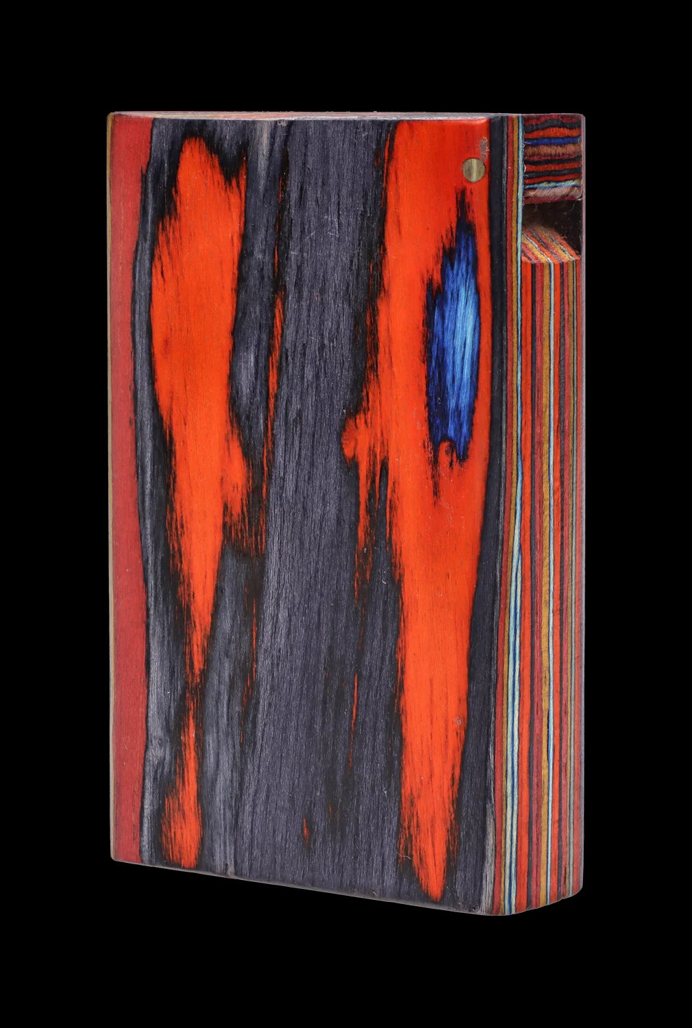 Front view of the SC Colorful Wood Grain Dugout - Small, displaying a vibrant, textured wood grain pattern against a dark background.