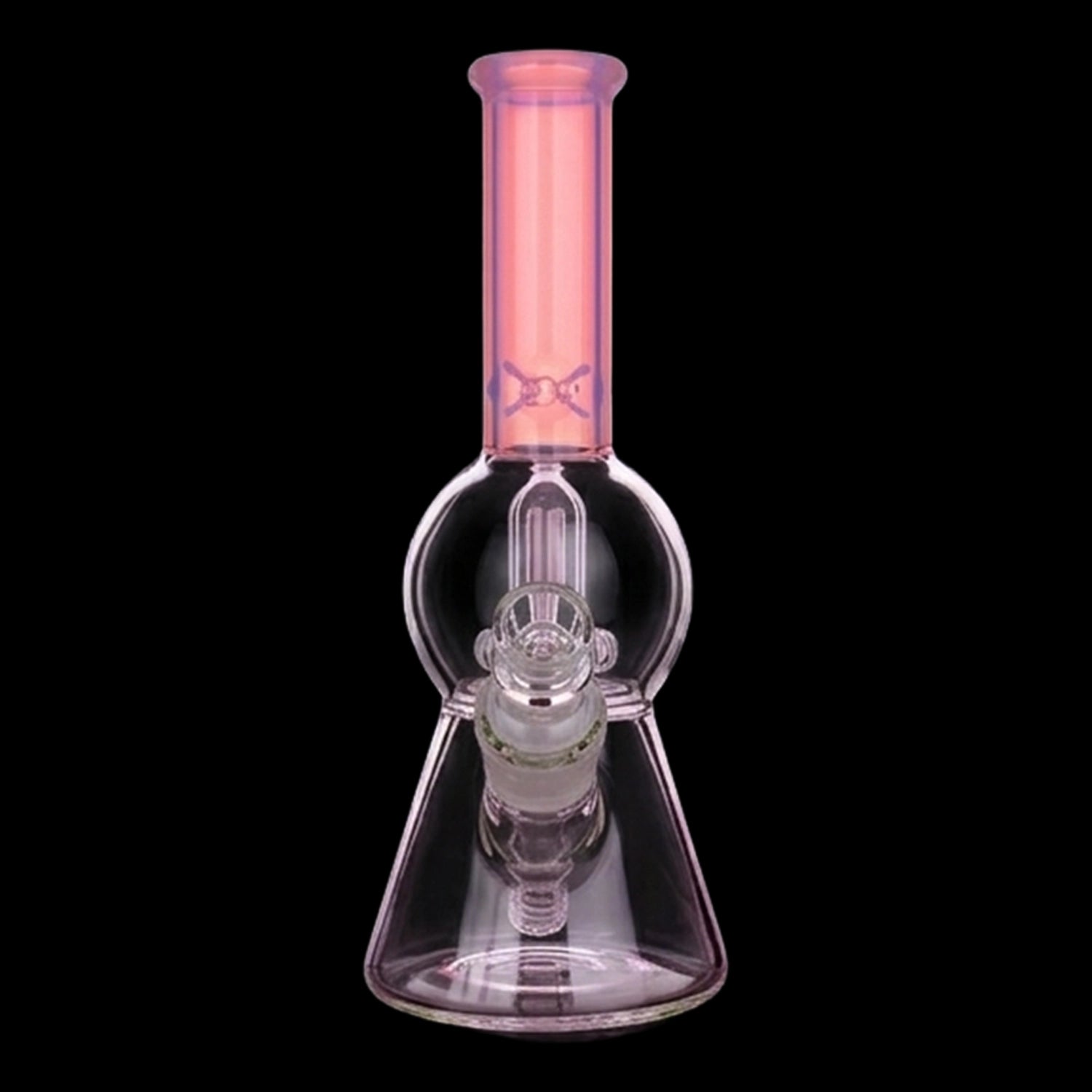 Centered front view of the Smoke Cartel Color UFO Perc Beaker Bong - 8.5 in. in milky blue glass against a black background.