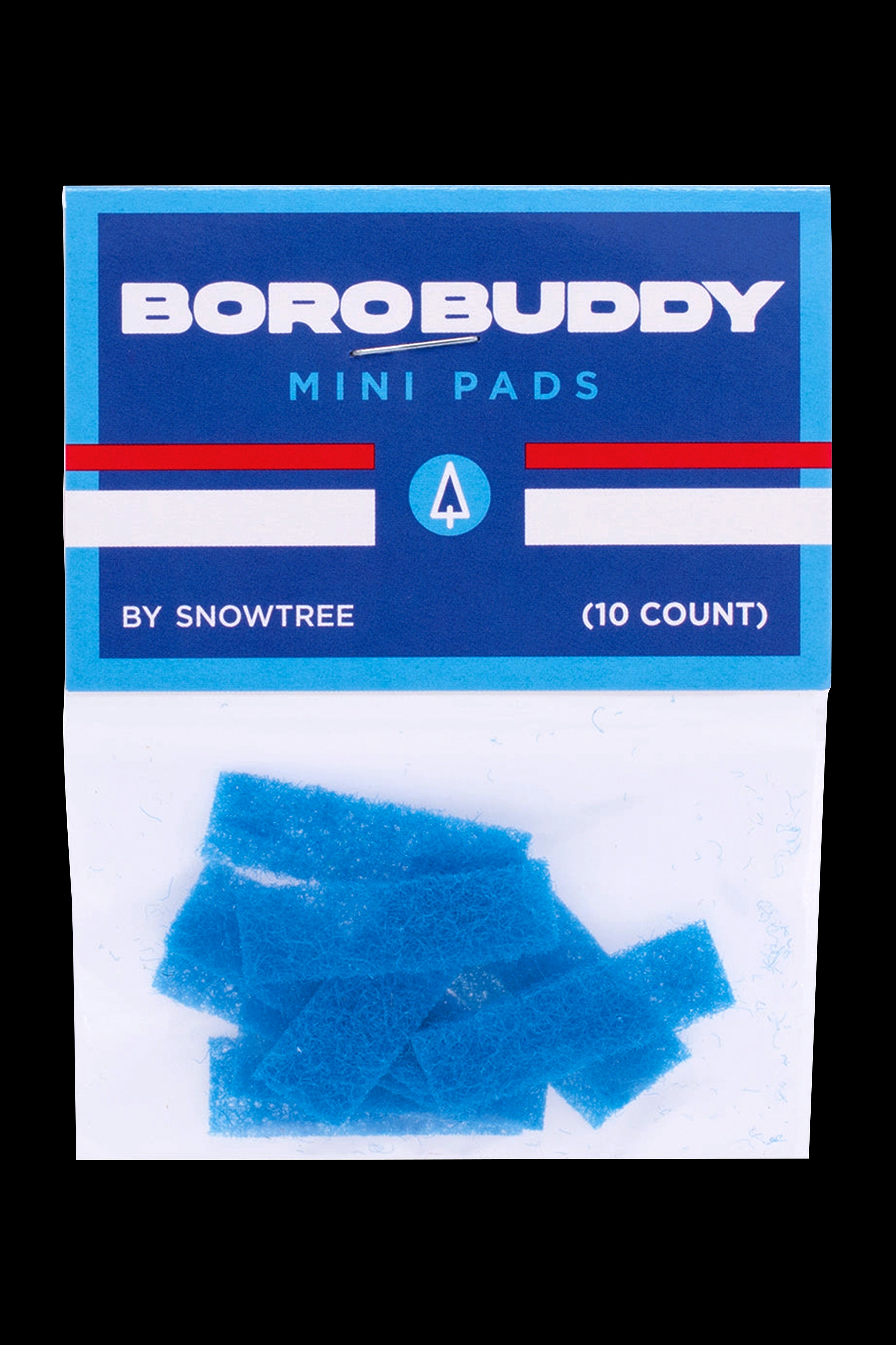 Pack of BoroBuddy mini pads for dabbing, containing ten blue cellulose pads.