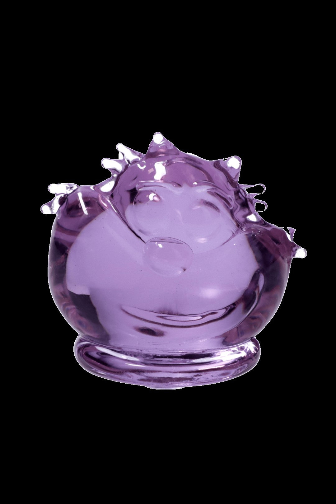 Purple glass water pipe with dripping glaze effect.