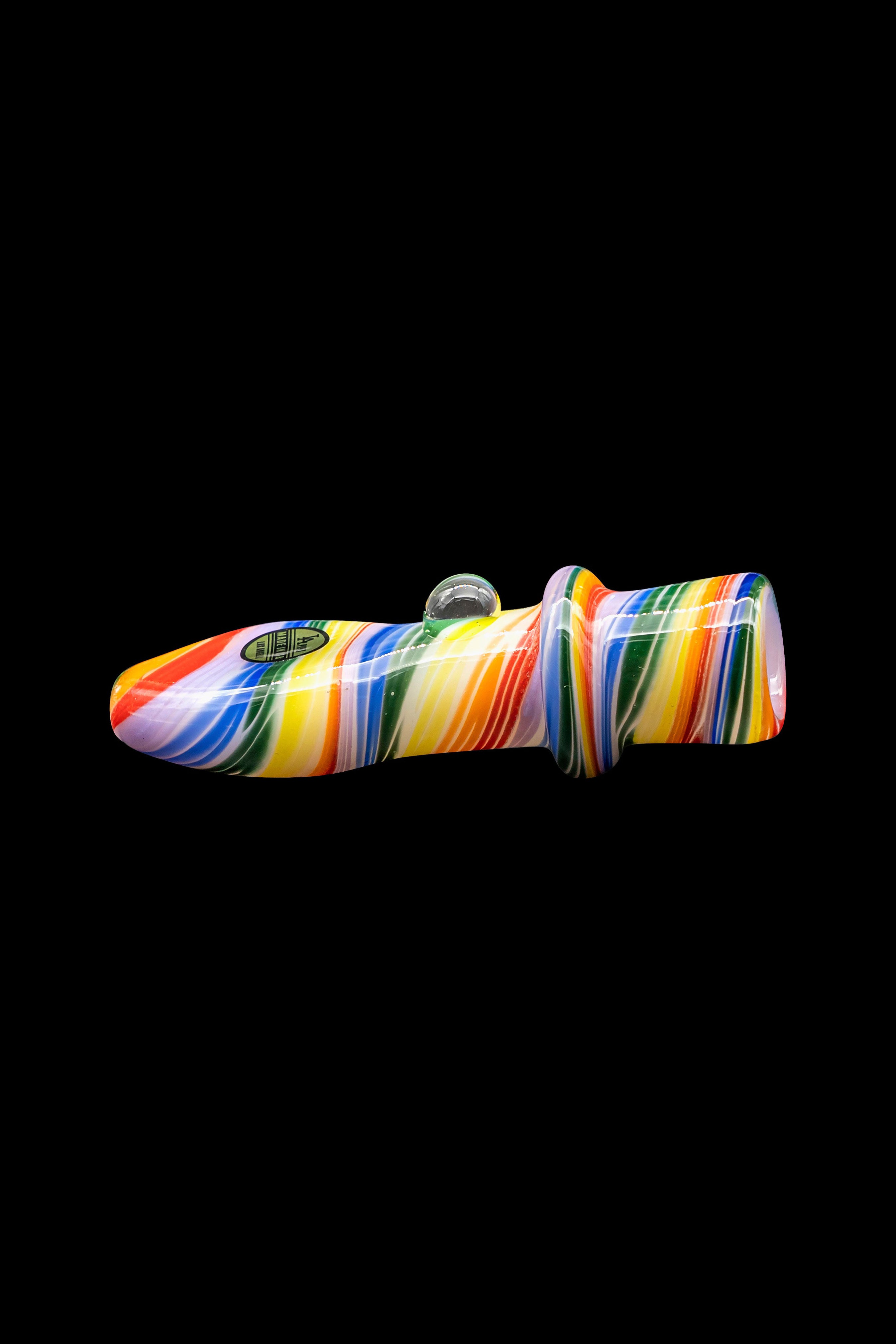 Colorful glass pipe for smoking cannabis.