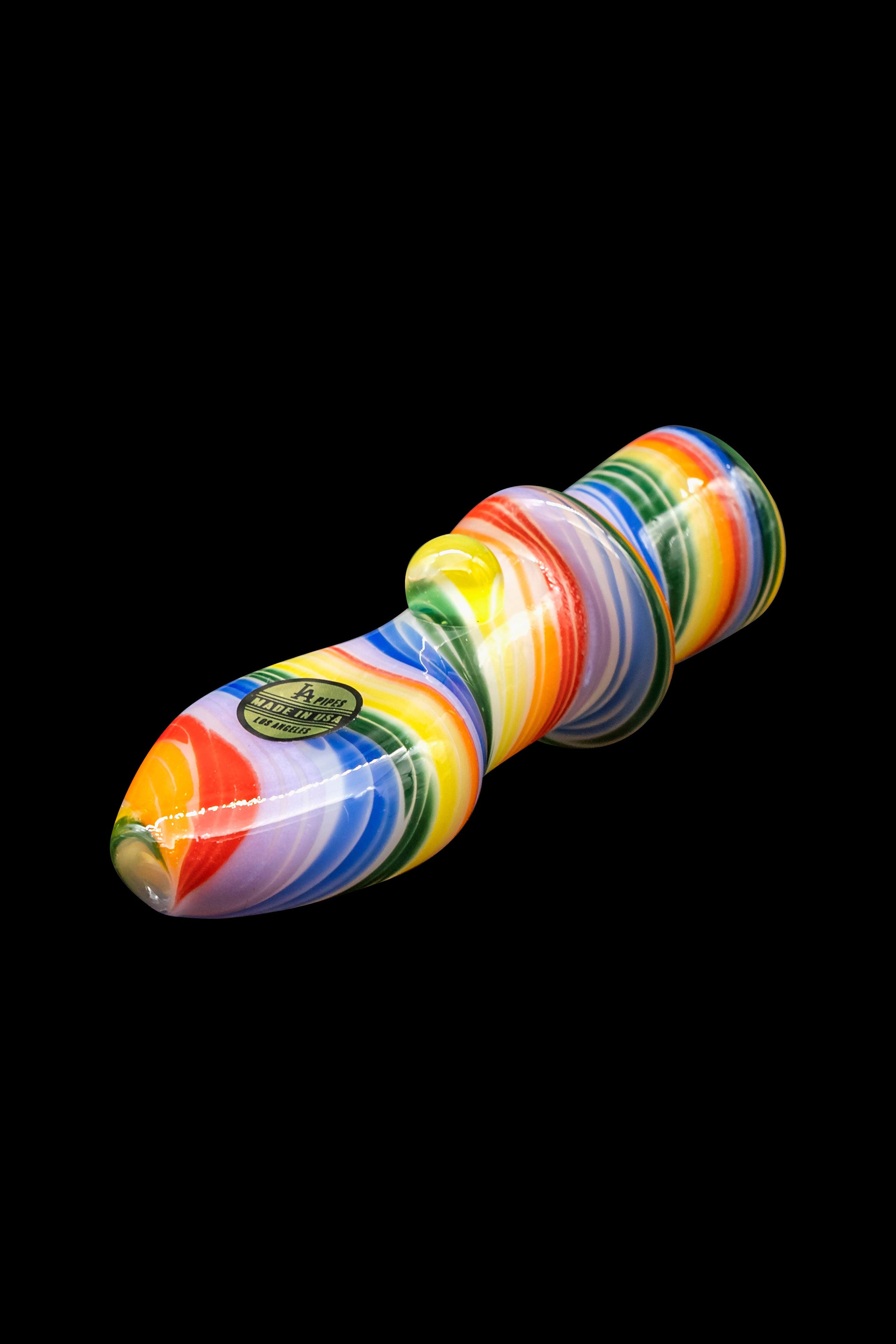 Colorful glass pipe isolated on a black background.