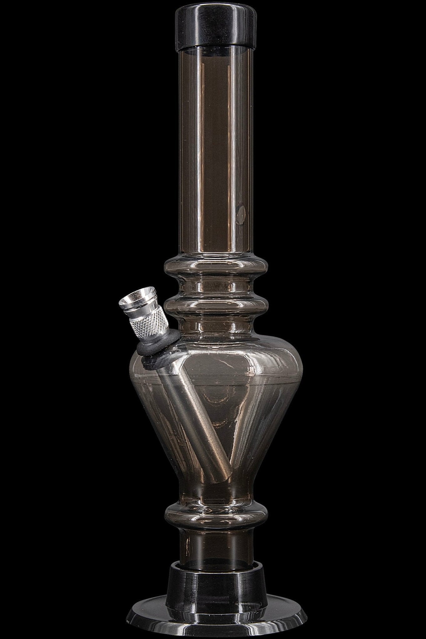 Black glass water pipe (bong) isolated on a black background.