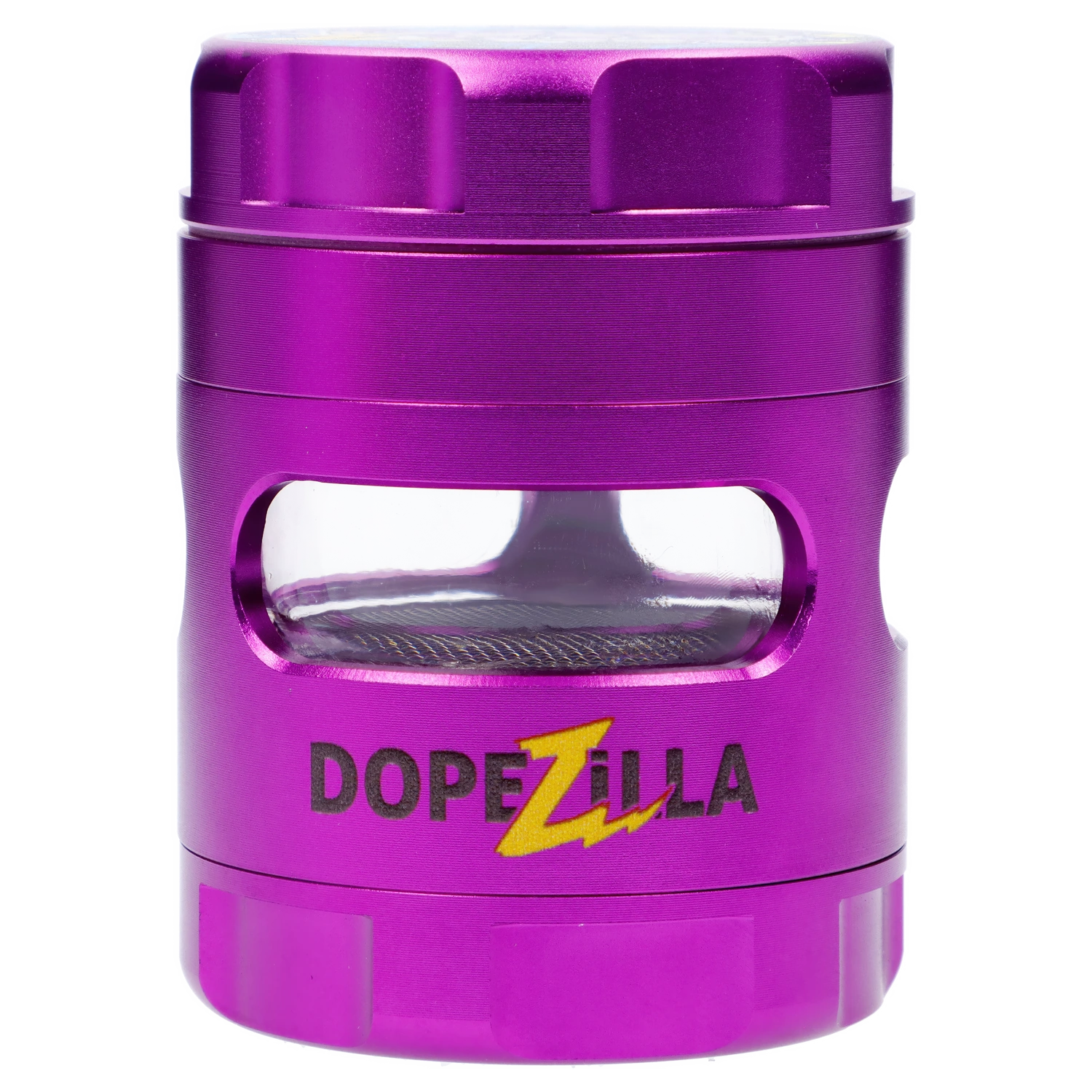 Close-up front view of the bright purple “Epic 420 House Party” Deluxe Box showing a rounded top, windowed middle section, and visible DOPEZILLA logo.