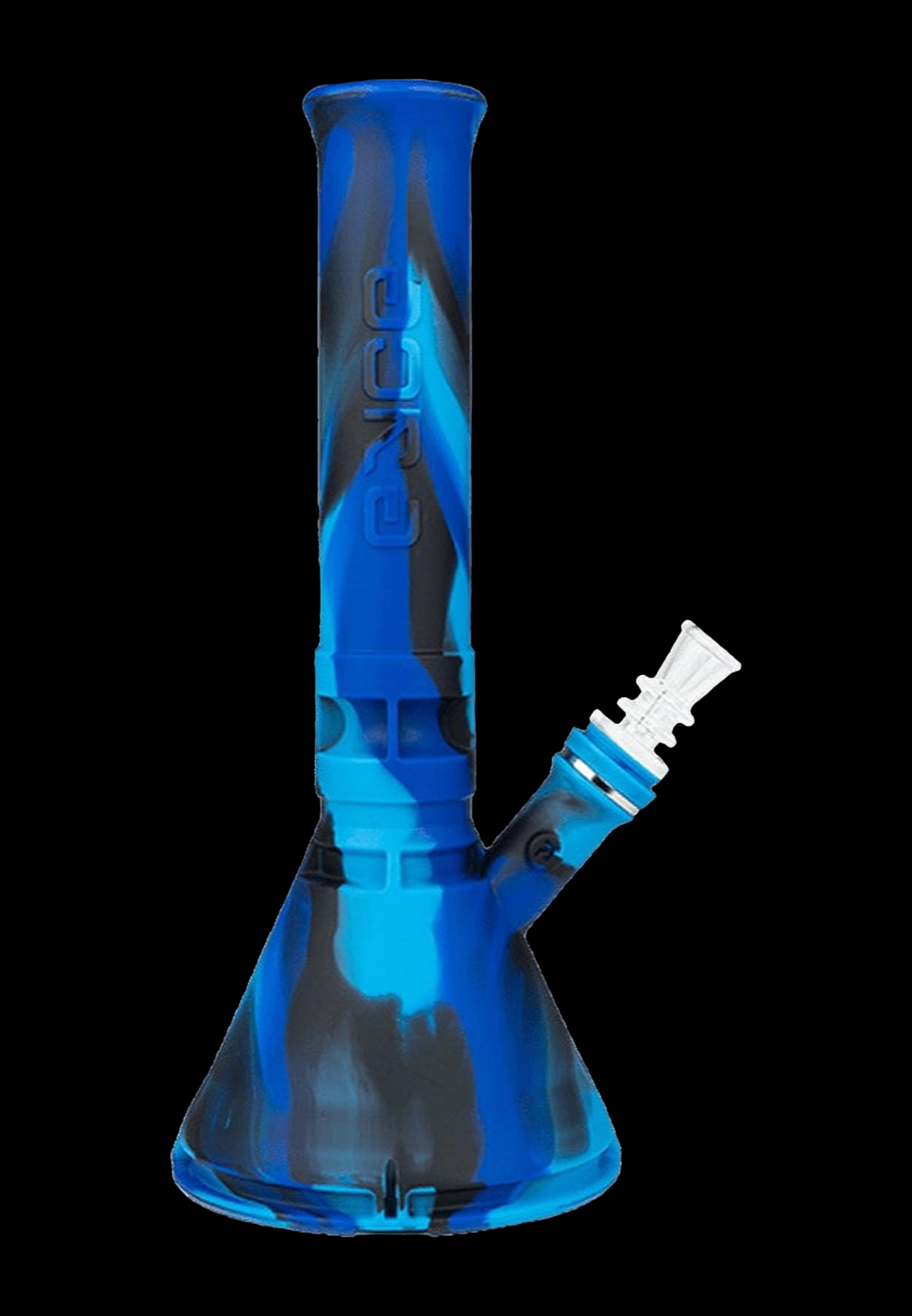 Blue silicone water pipe (bong) with a glass bowl.