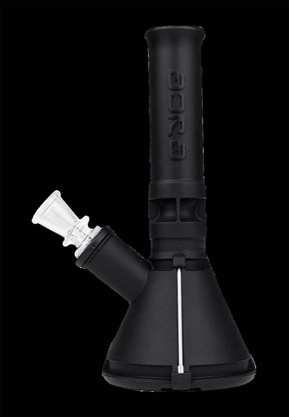 Black silicone bong with a glass bowl.