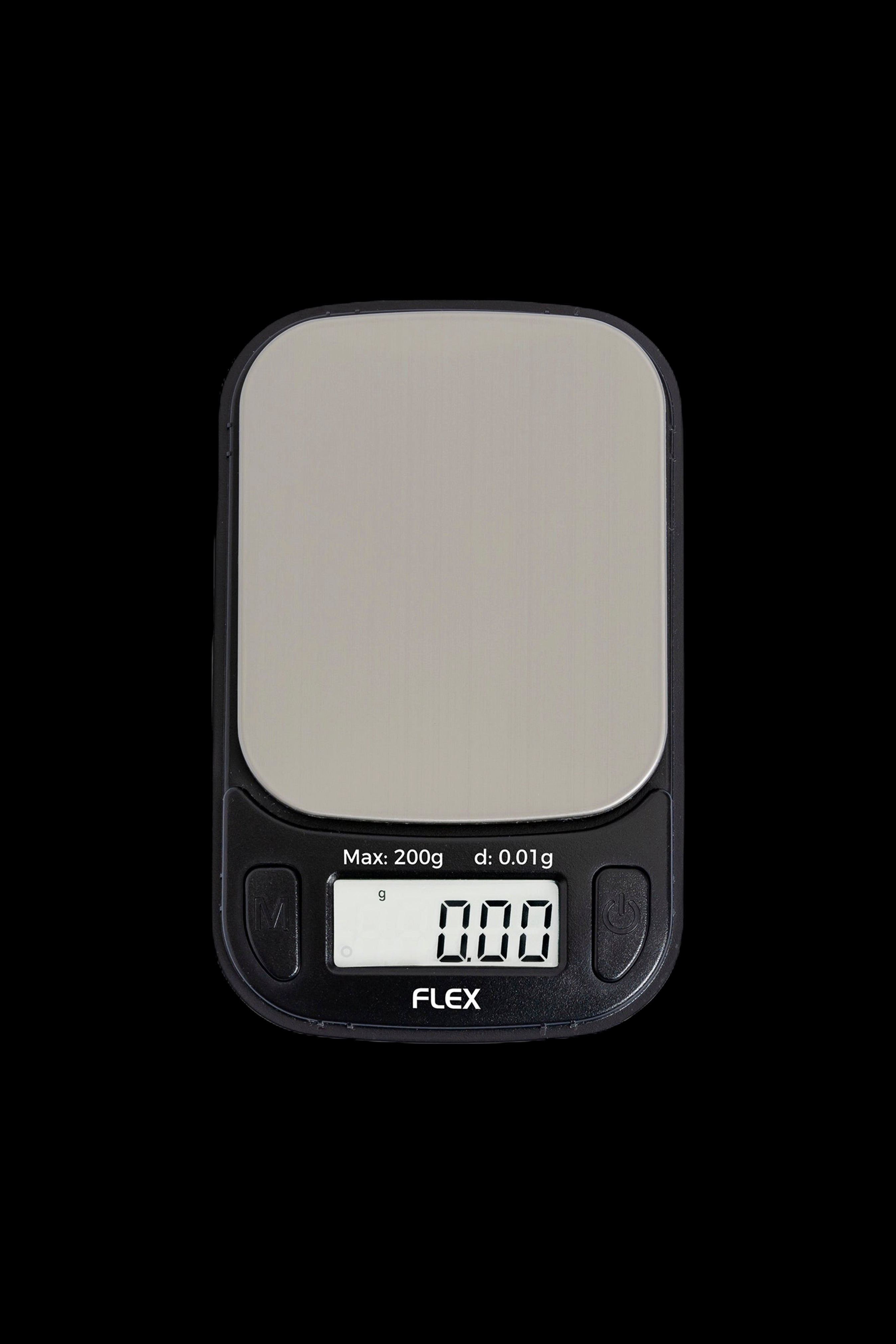Digital scale displaying zero, commonly used for measuring cannabis.