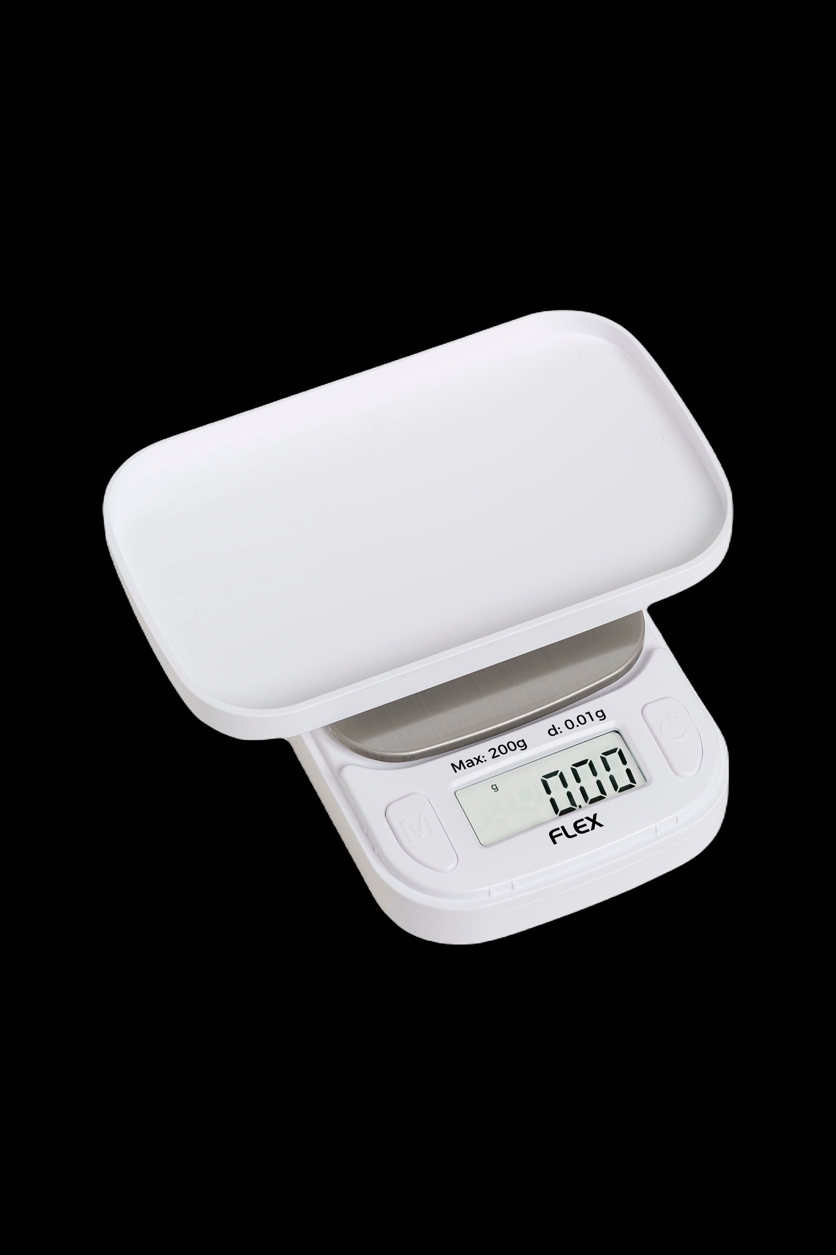White digital scale displaying 0.00g, used for measuring cannabis.