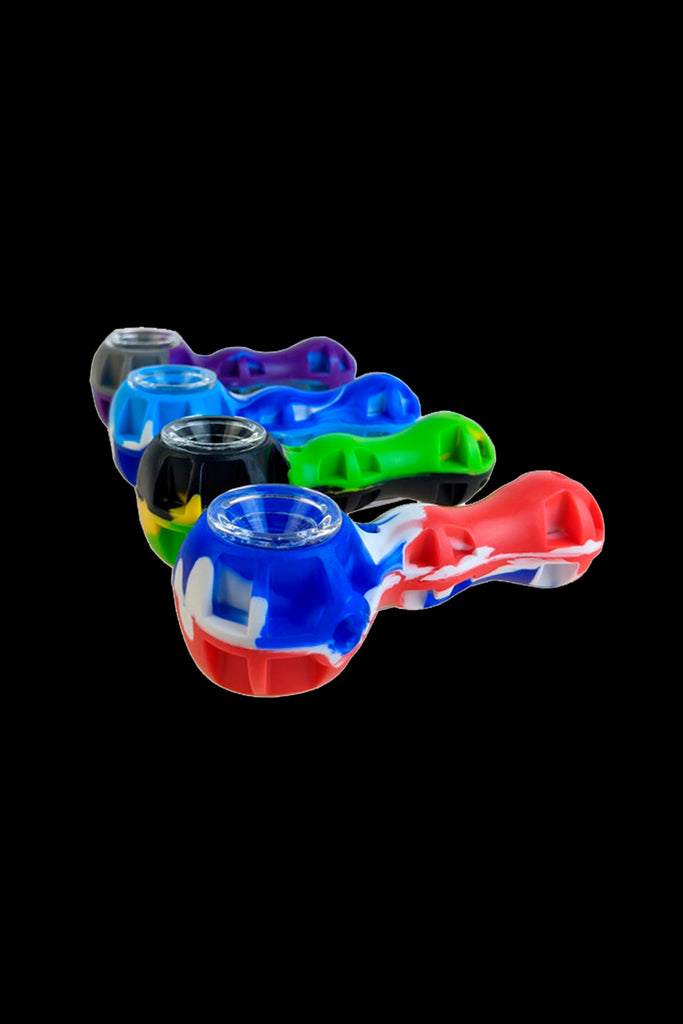 Silicone Random Color Spoon Pipe with Glass Bowl, 4.5 Inch