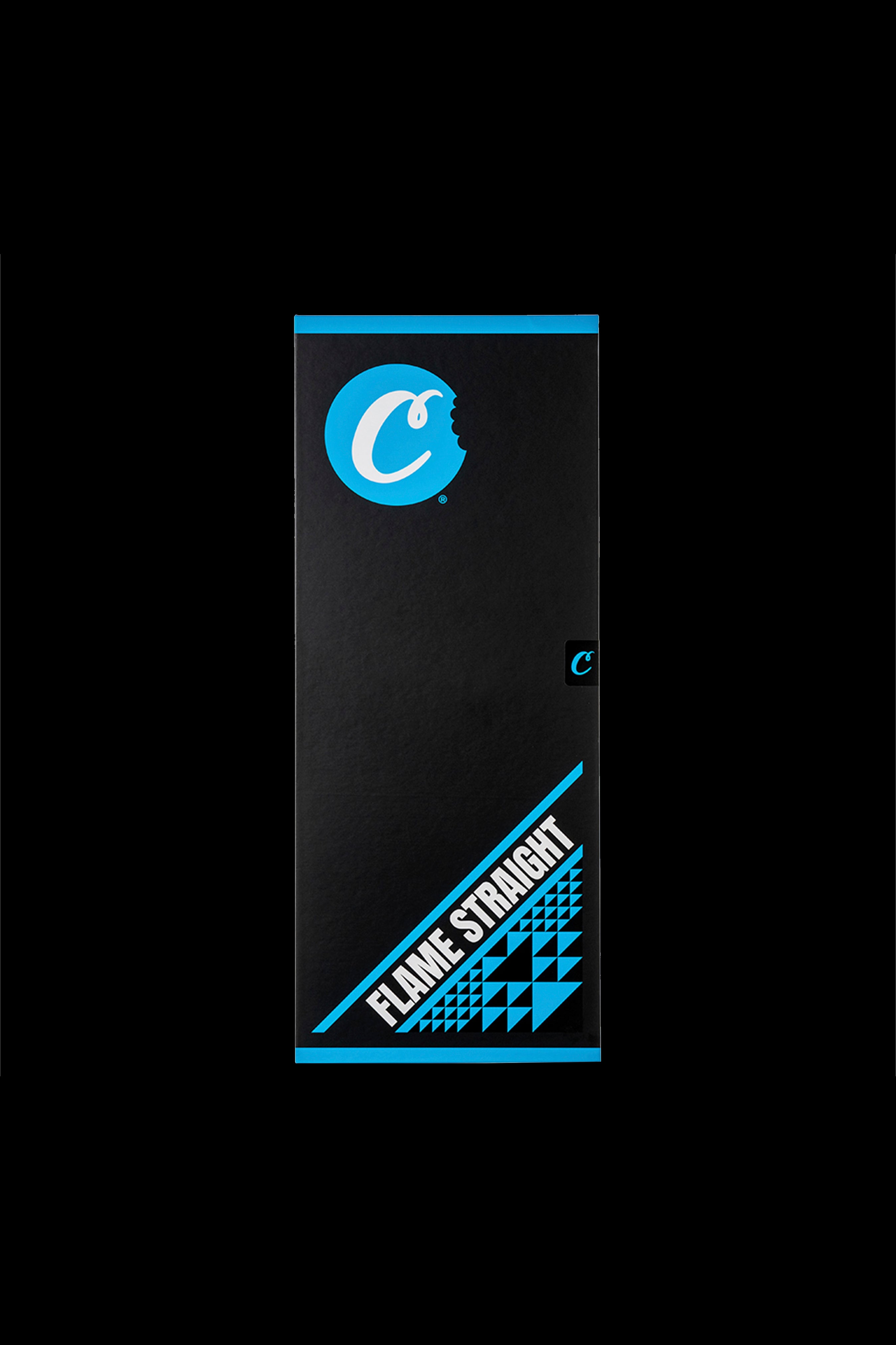 Black rolling paper package with blue “Cookies” logo and “Flame Straight” text.