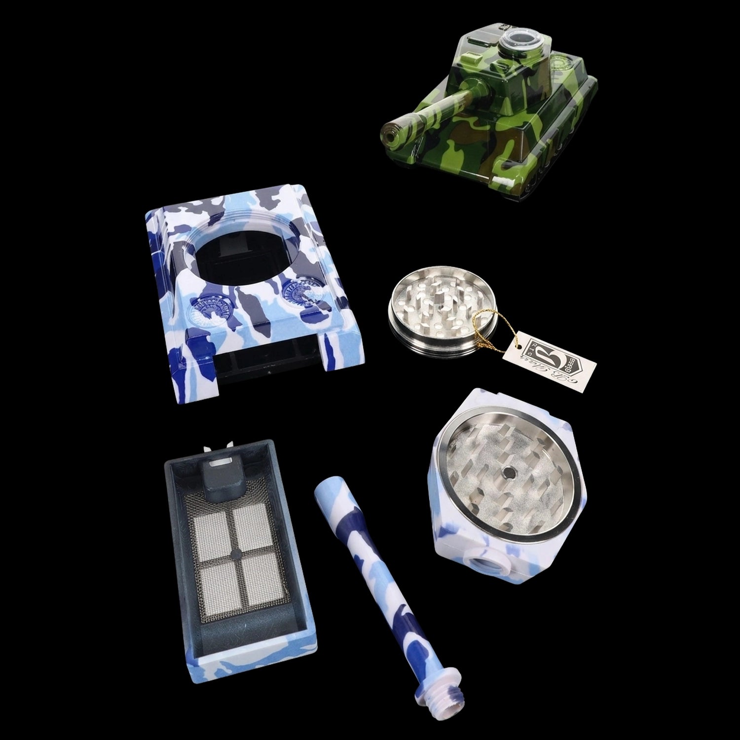 Tank Metal Herb Grinder & Pipe “Rolling Armor” – 1¾″ – Assorted Colors