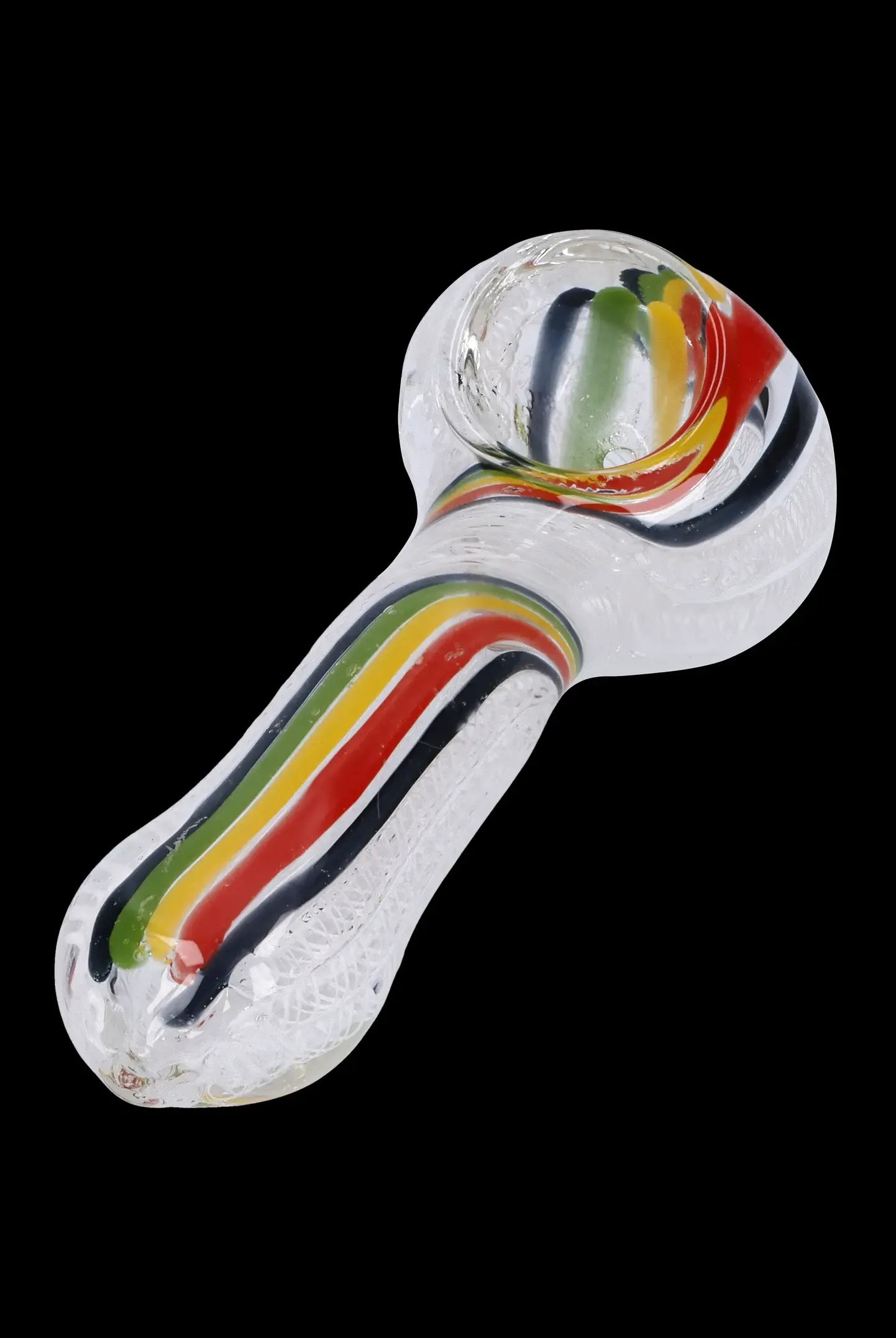 Glass pipe with colorful stripes.