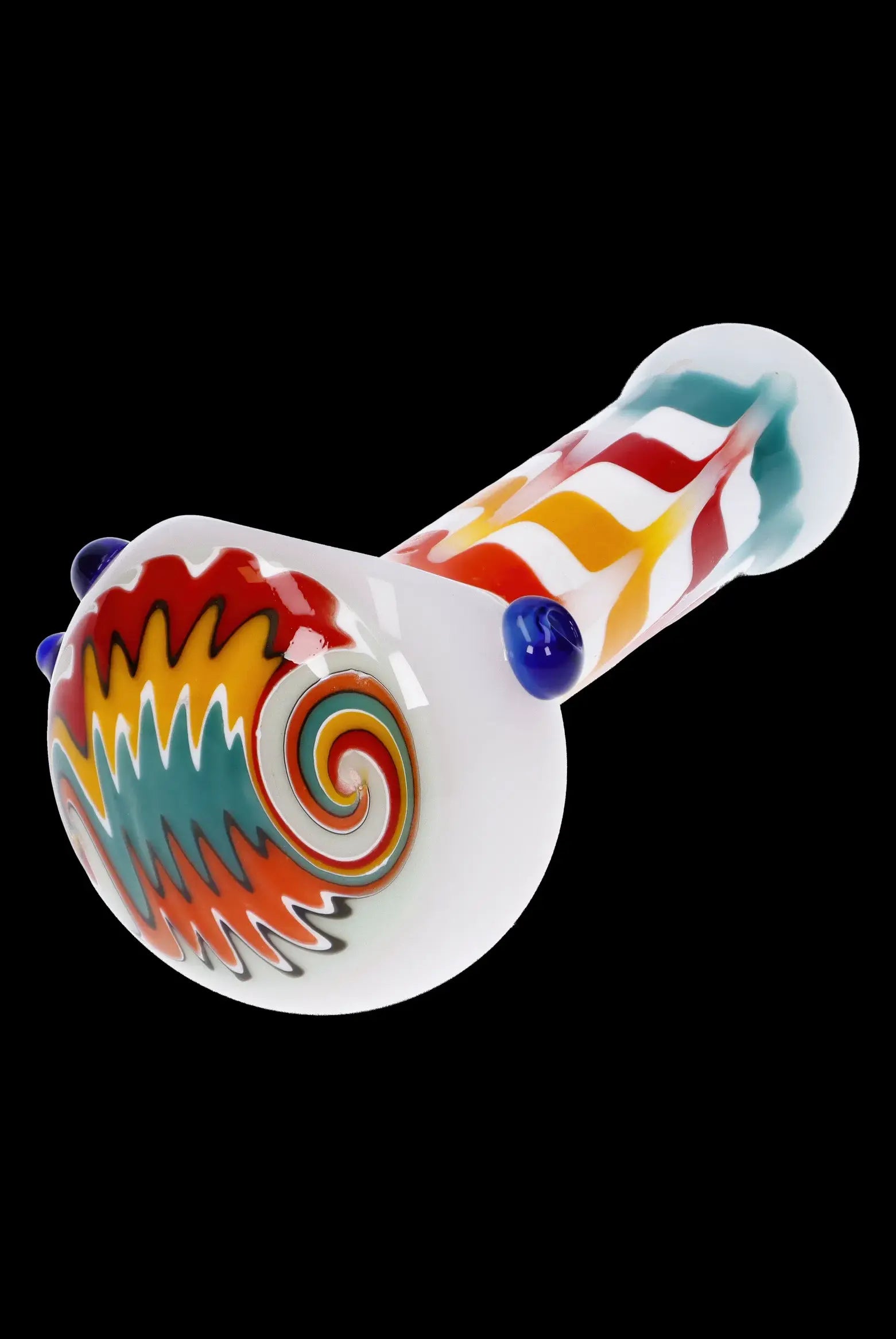Colorful glass smoking pipe isolated on a black background.