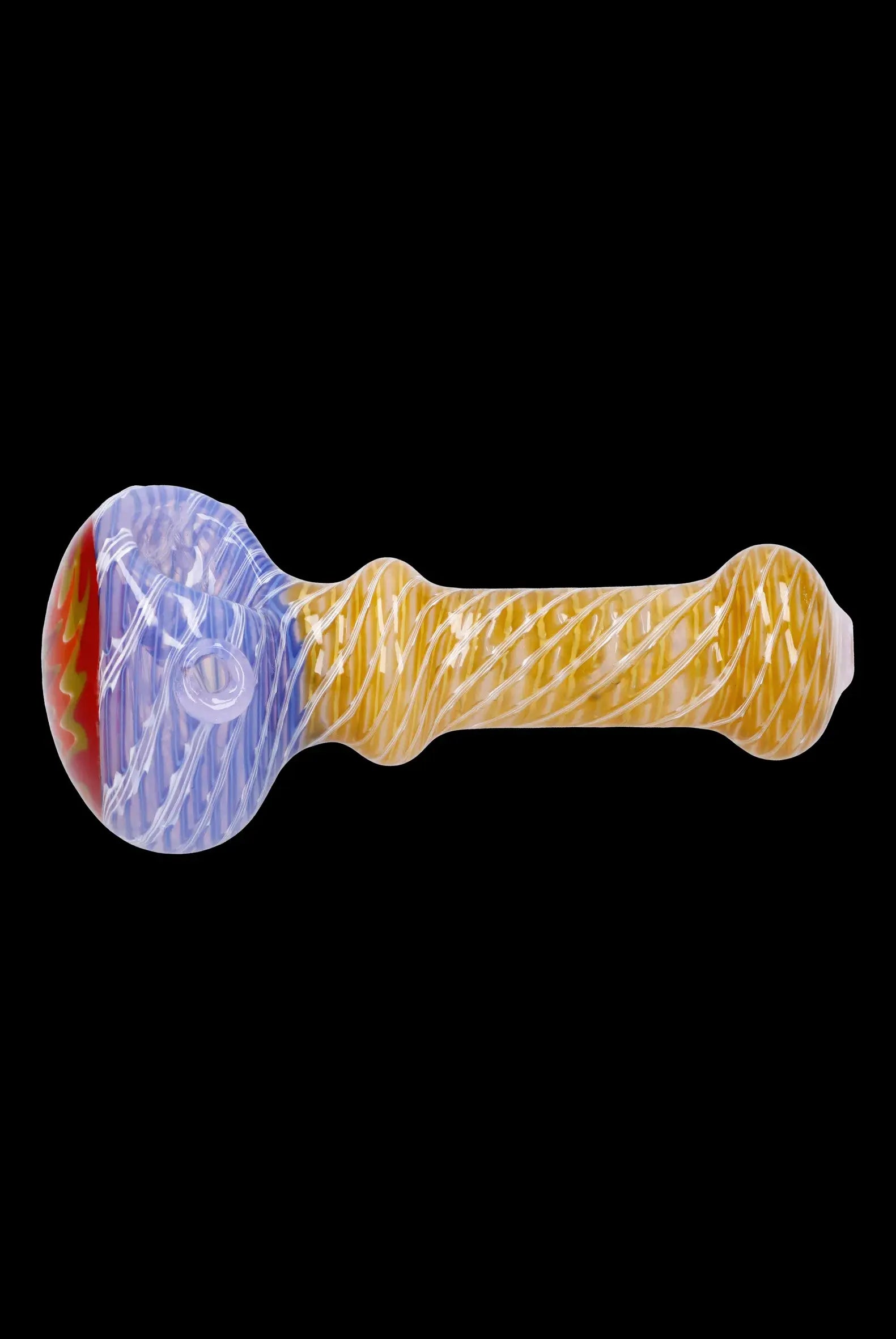 Glass pipe with colorful swirling patterns.
