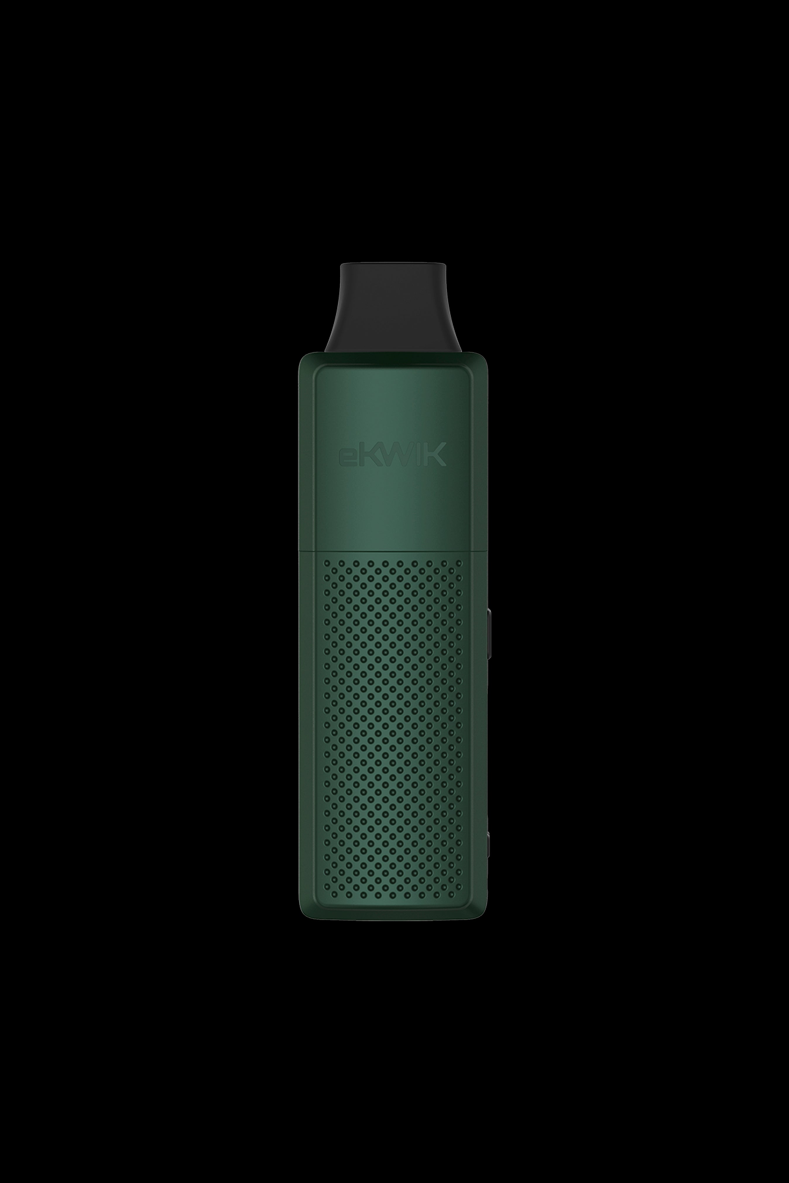 Green cannabis vaporizer pen with perforated side panel.