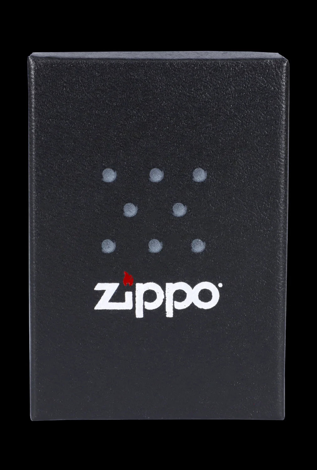 Black Zippo lighter with cannabis leaf design.