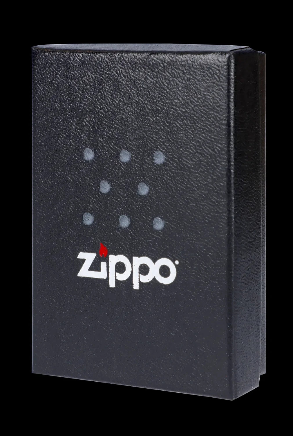 Black Zippo lighter with cannabis leaf pattern.