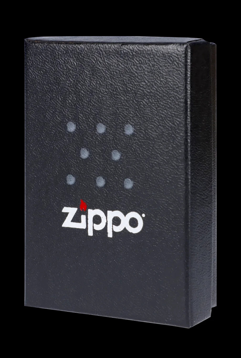 Black Zippo lighter with constellation-like dot pattern.