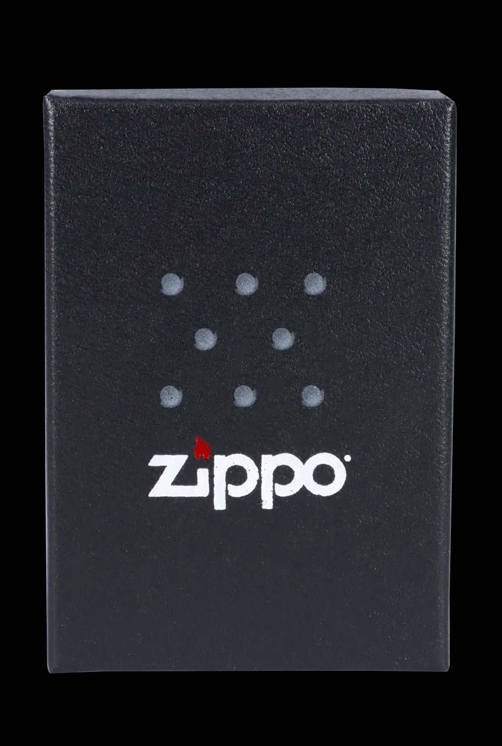 Black Zippo lighter with cannabis leaf design.