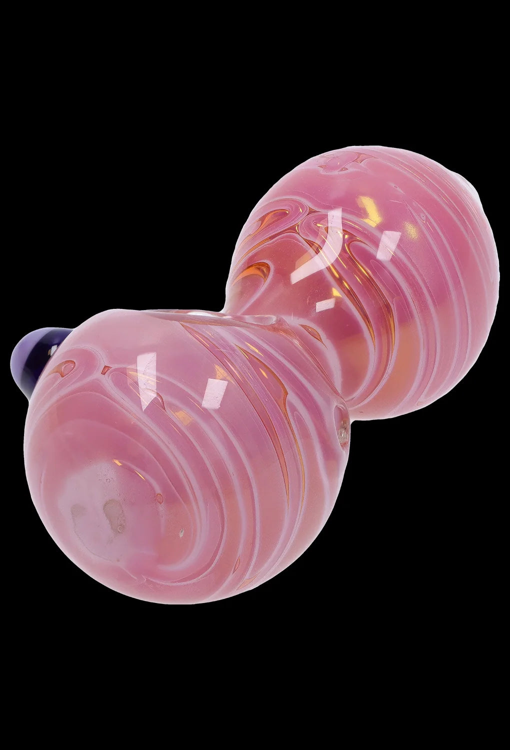 Pink glass bubbler for smoking cannabis.