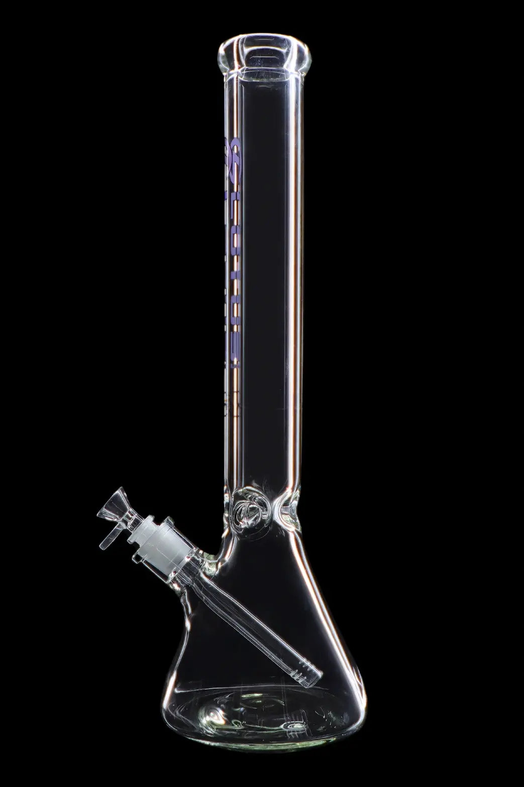 Clear glass bong isolated on a black background.